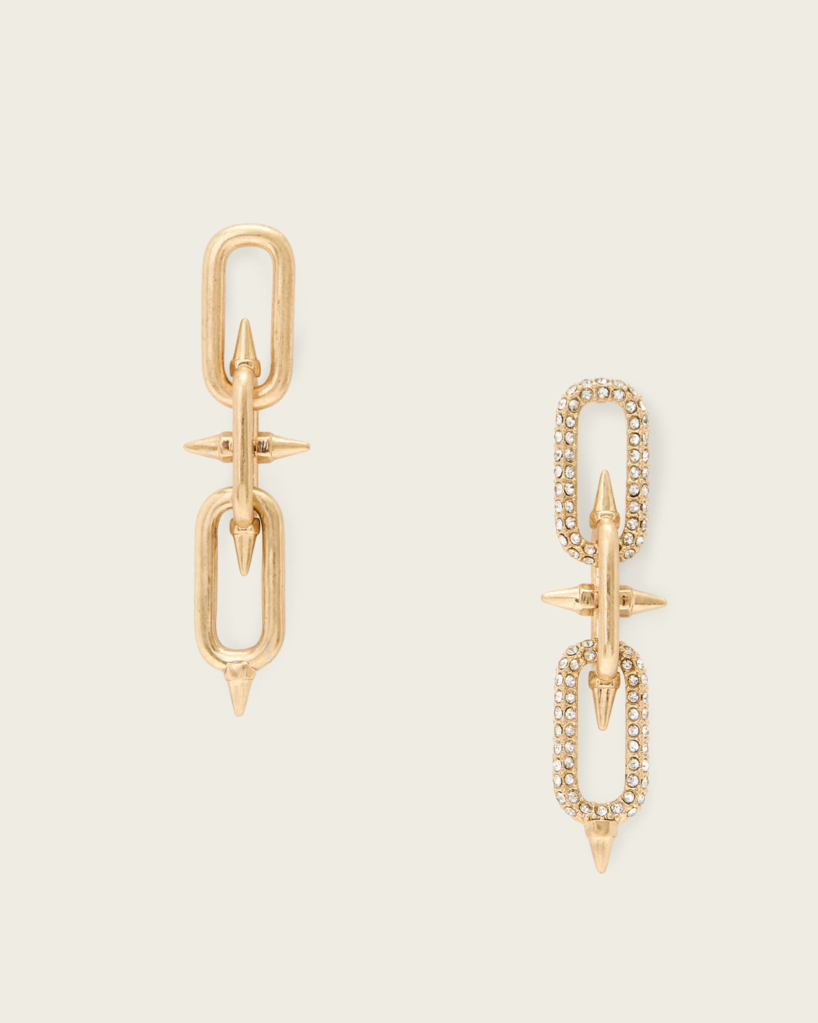AllSaints Laio Spike Link Earrings,, Warm Brass