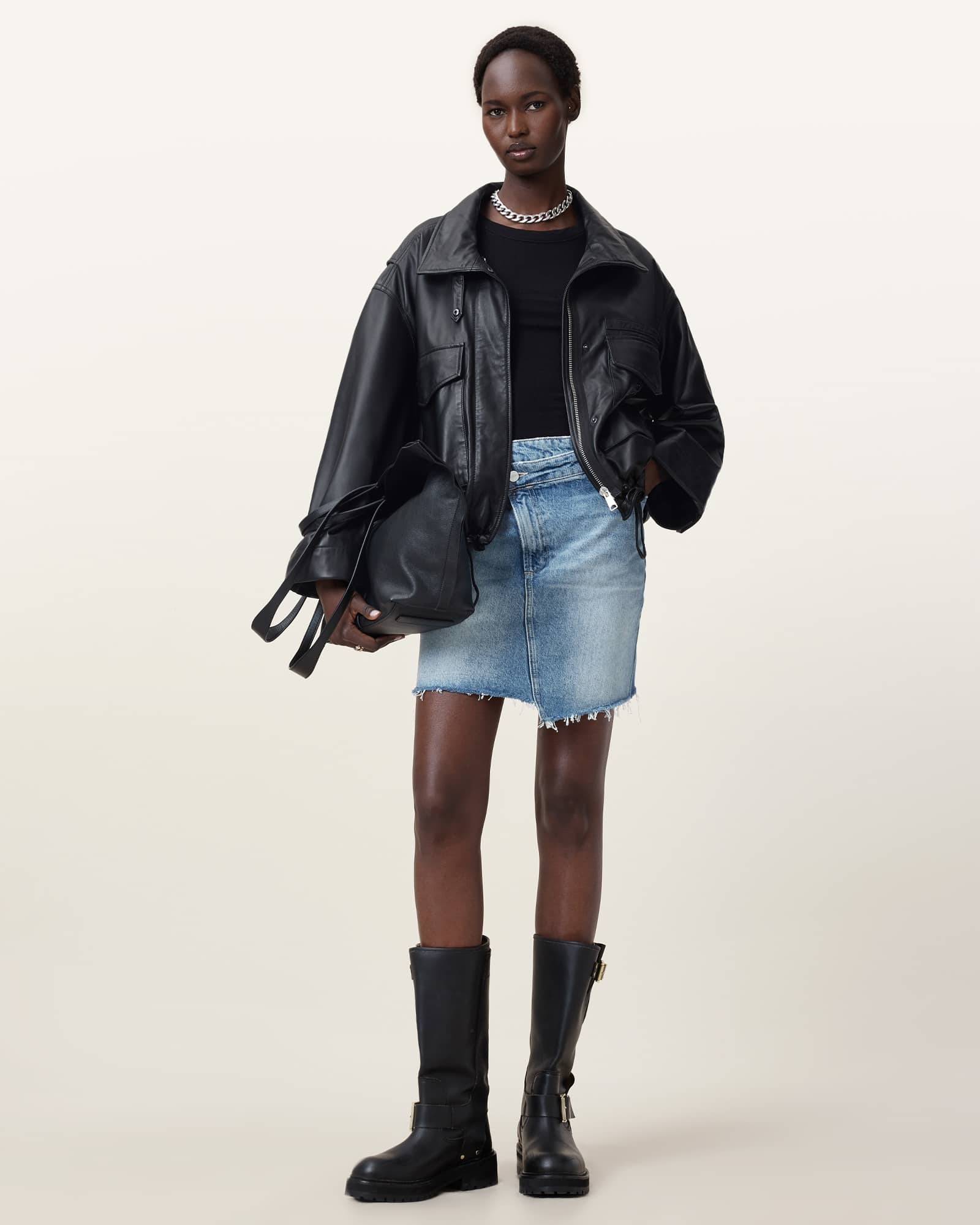 Allsaints Women's Aki Crossover Denim Skirt - Size  6
