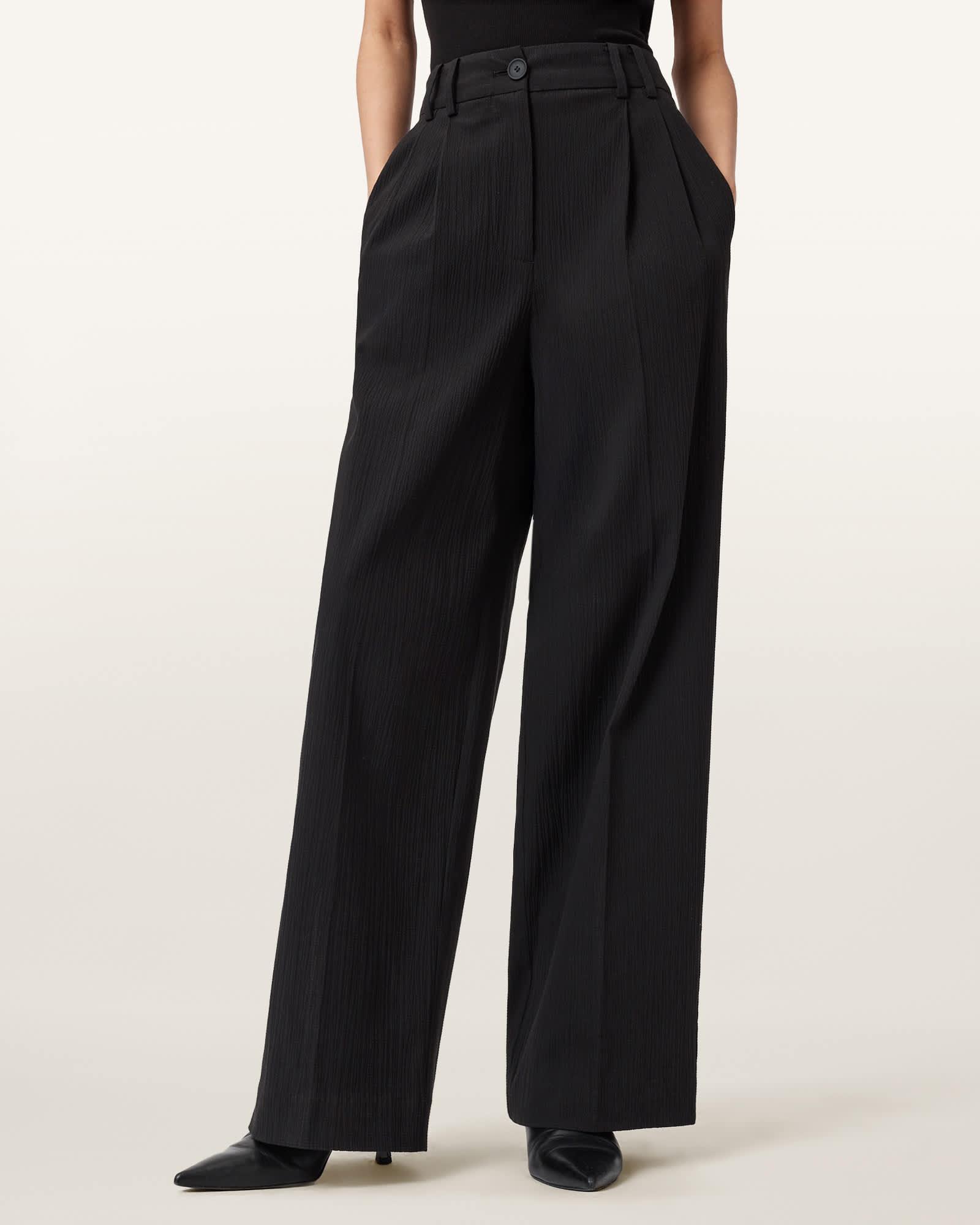 Allsaints Essen Stretch Cotton Pants In Black