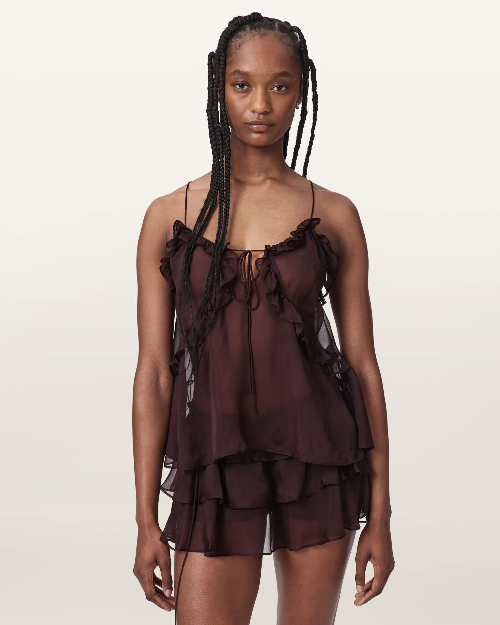 AllSaints Silk Nyx Silk Cami Top, Size: UK 16/US 12