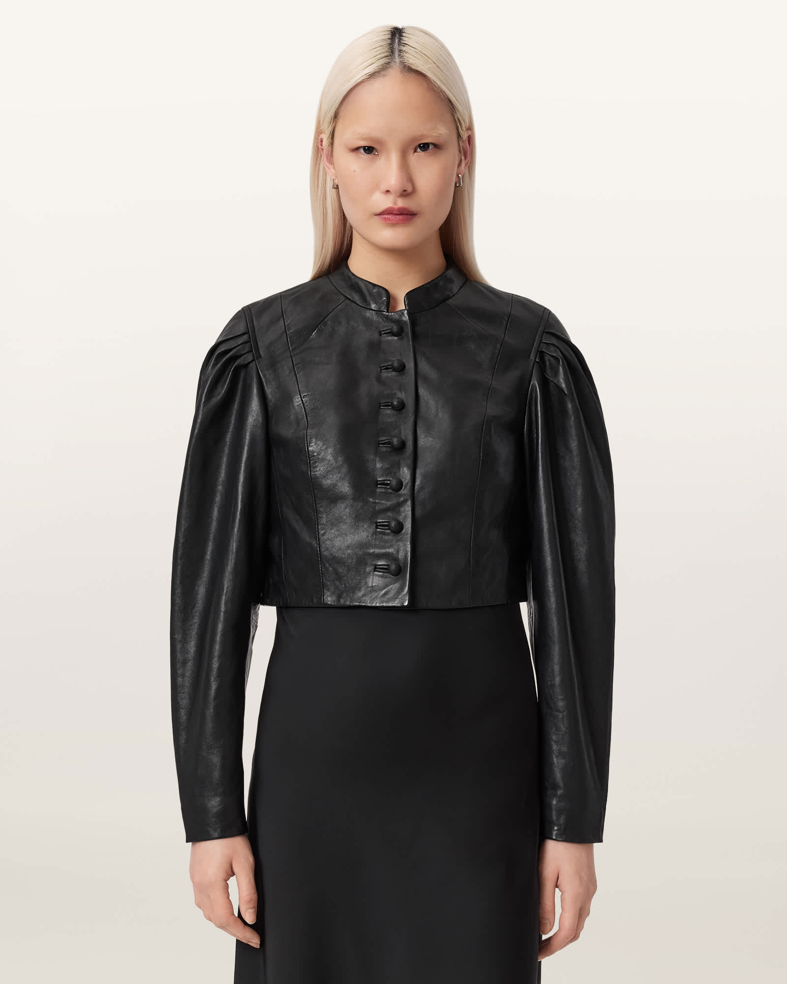 Allsaints Women's Sadie Cropped Leather Jacket - Size  16