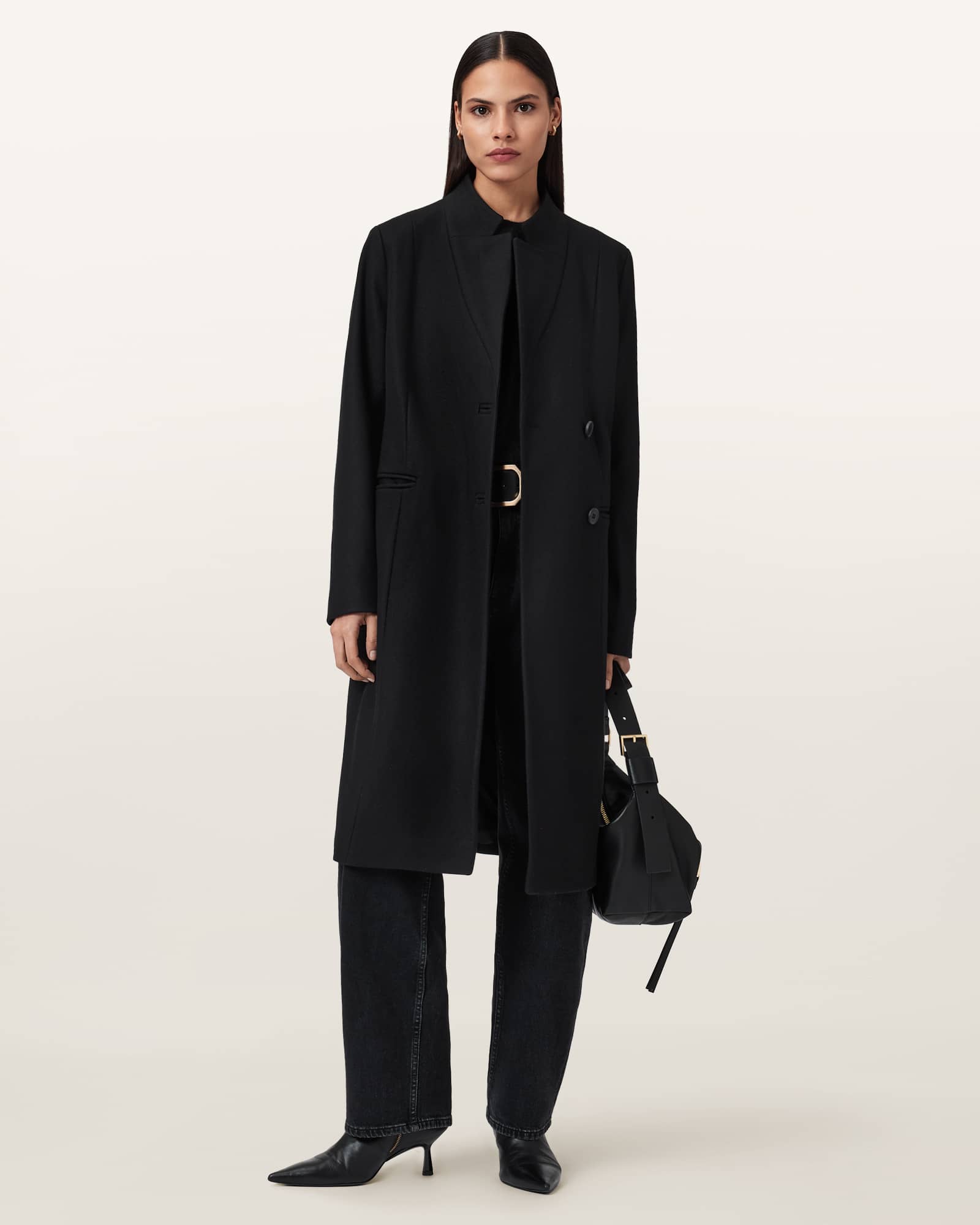 AllSaints Women's Wool Sidney Wool Cashmere Blend Tailored Coat