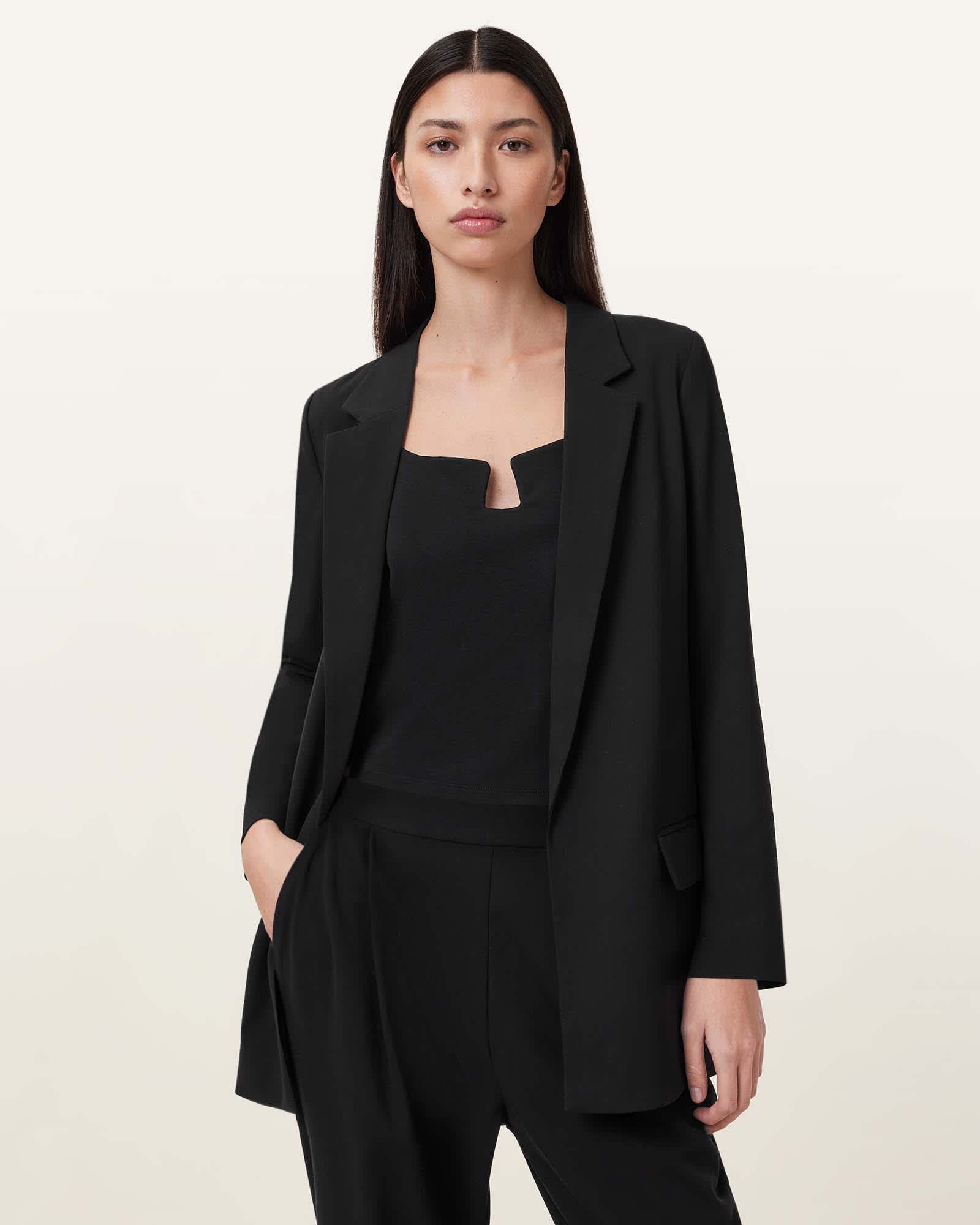 AllSaints Women's Polyester/Viscose Aleida Lightweight Tri Blazer, Size: 6