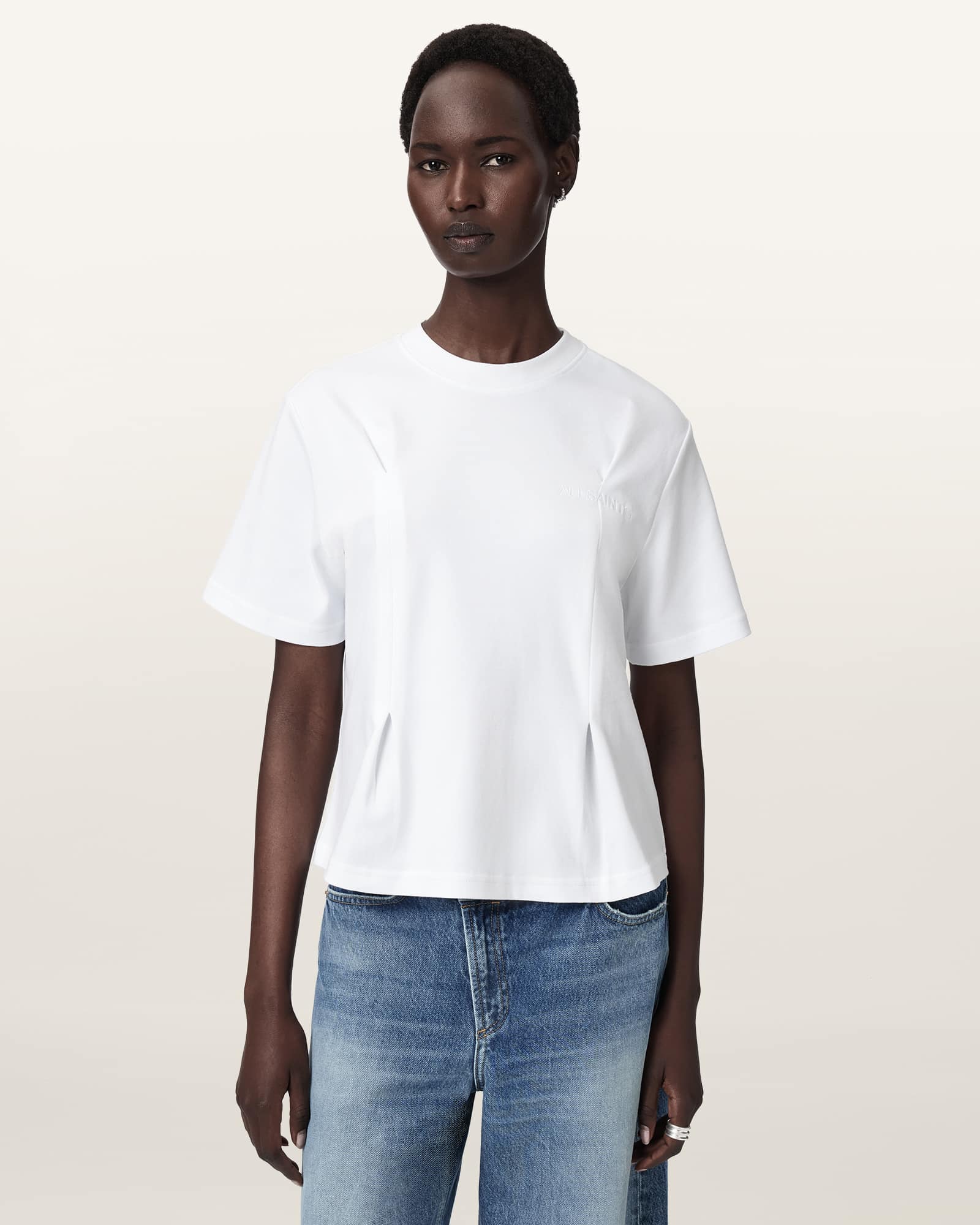 Allsaints Women's White Sofia Lisa Boxy Embroidered T-Shirt - Size  S