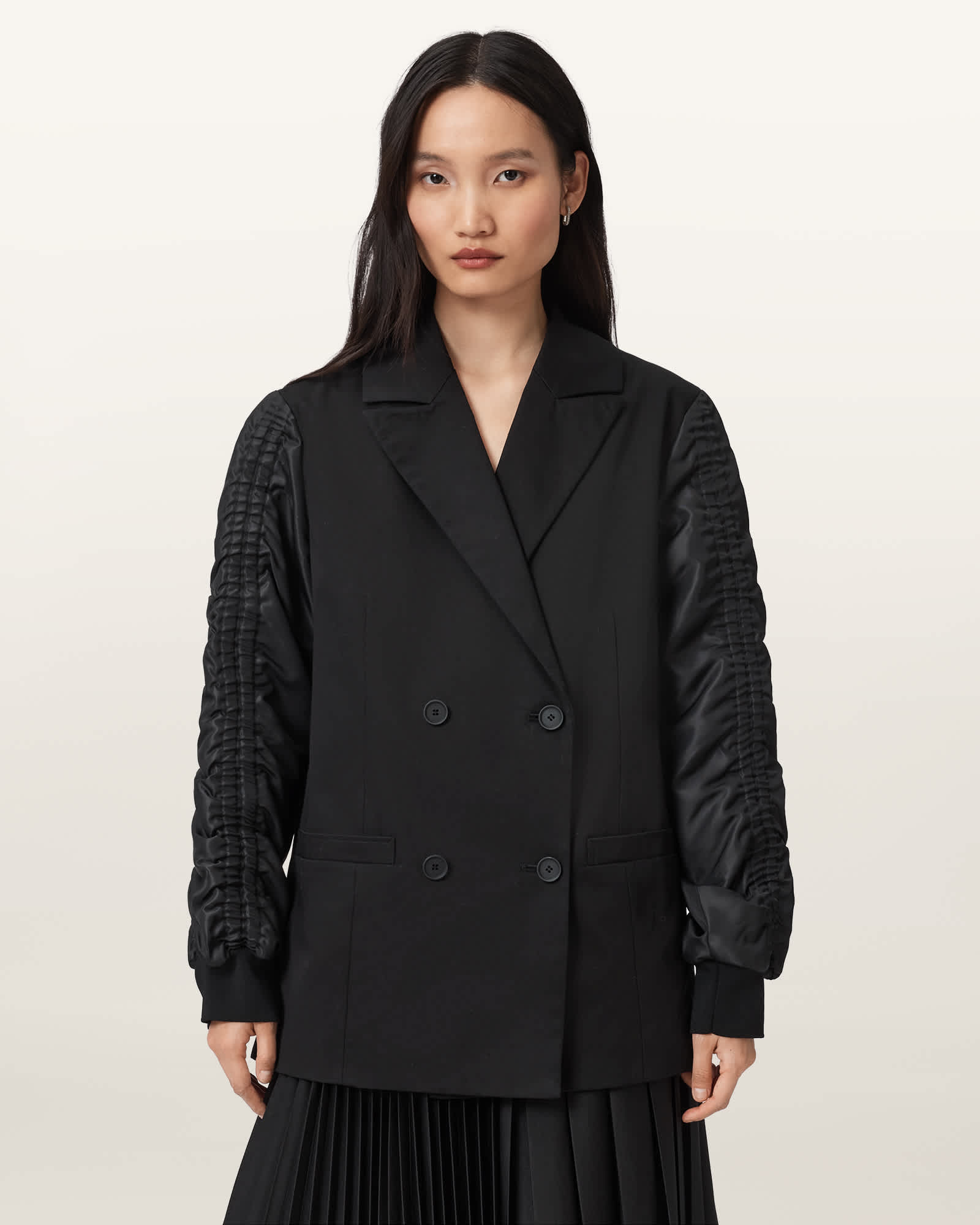 Allsaints Lorna Cotton Blazer Jacket In Black