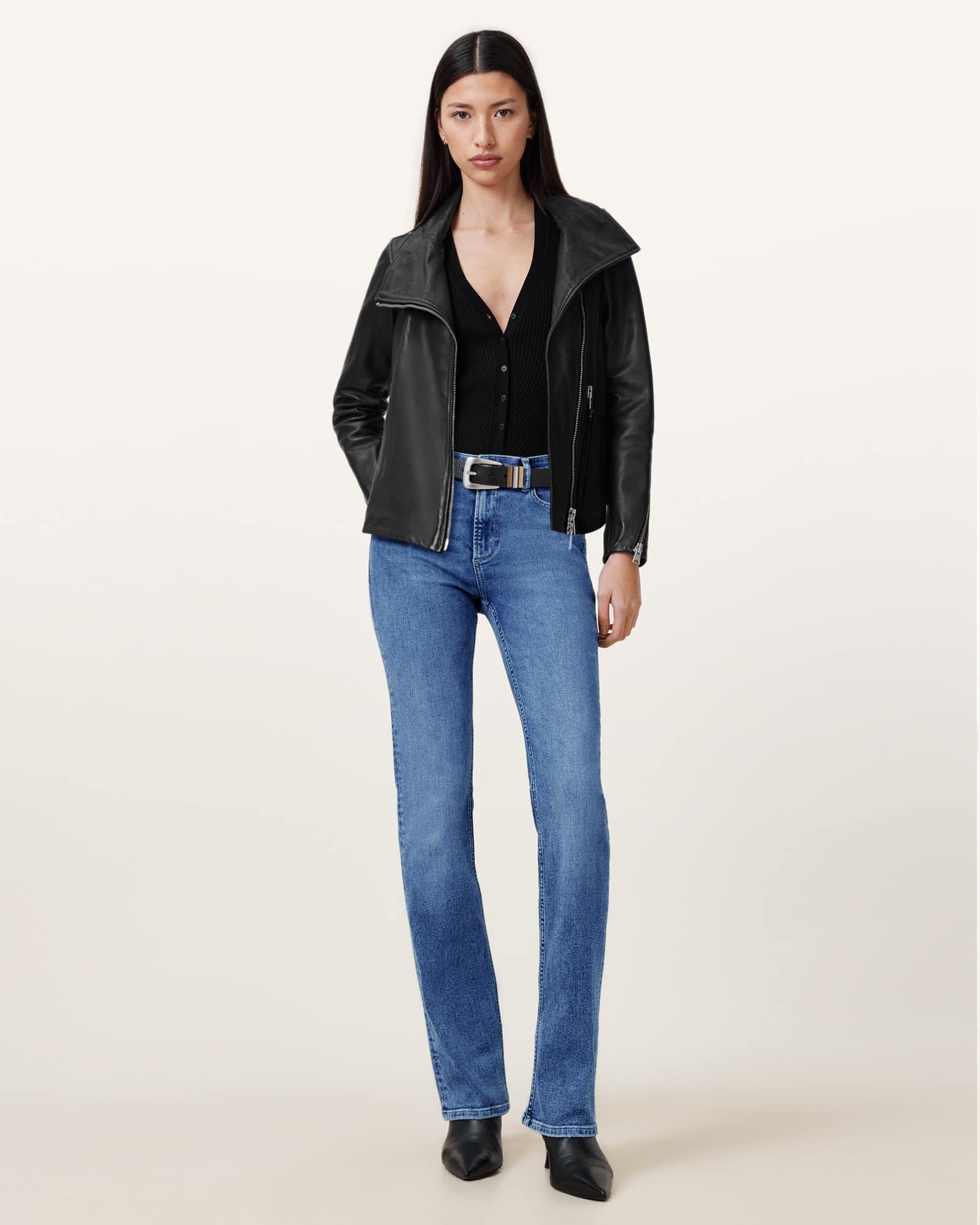 AllSaints Women's Cotton Haldan Slim Bootcut Stretch Denim Jeans, Size: 25