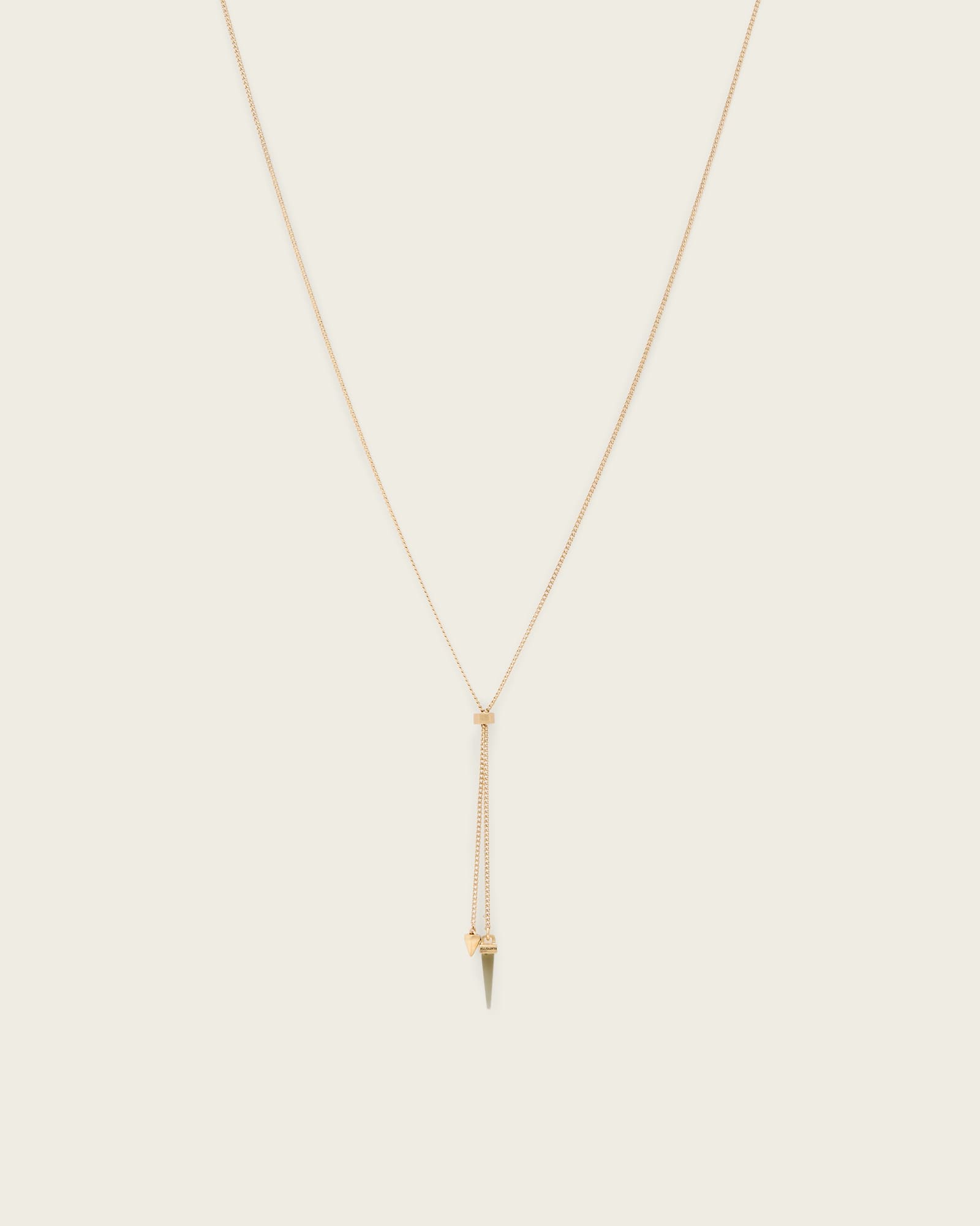 AllSaints Laio Spiked Necklace,, Warm Brass