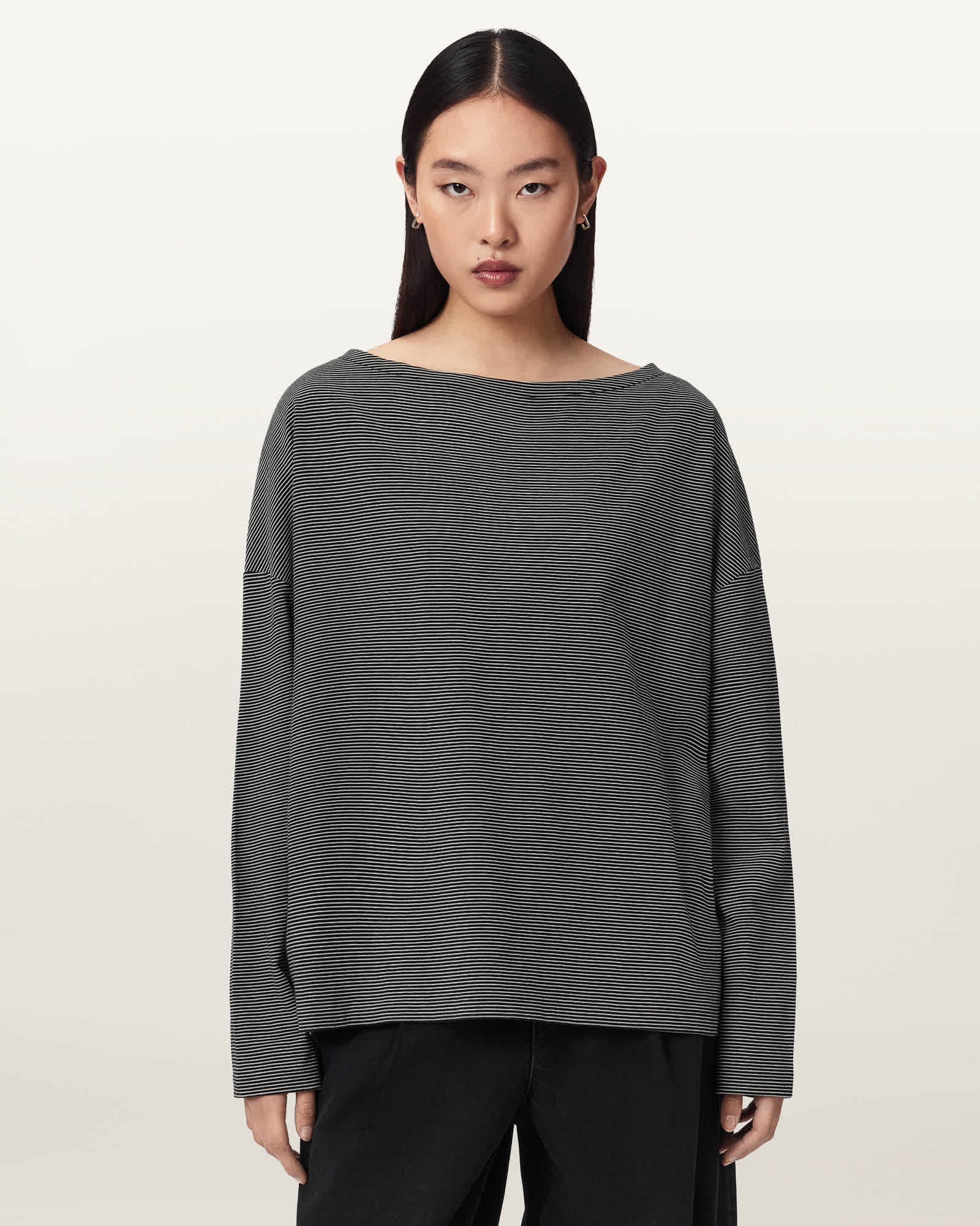 AllSaints Cotton Rita Long Sleeve Striped T-Shirt, Size: XS