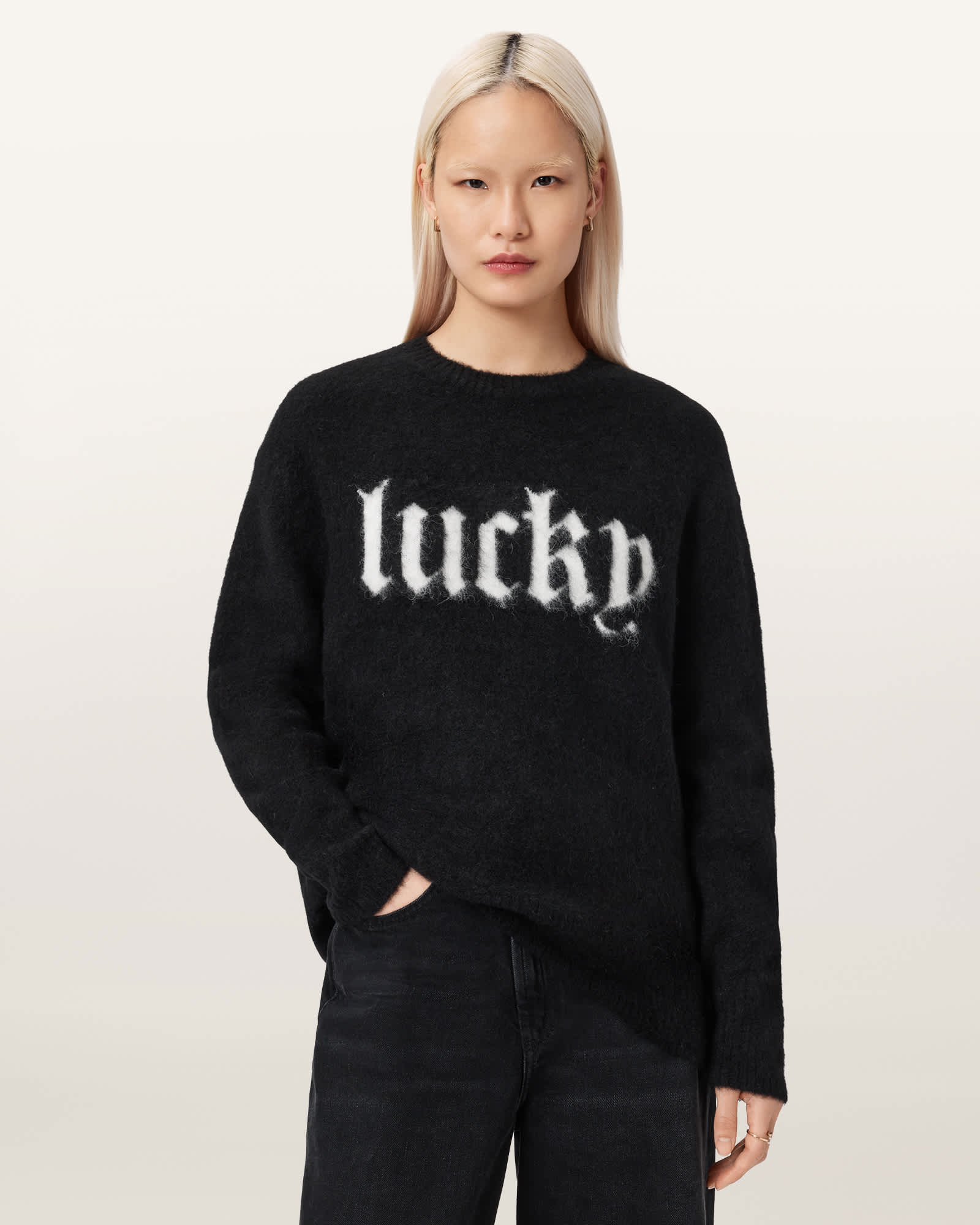 Allsaints Women's Alpaca/Wool Lucky Crew Neck Jumper - Size  L