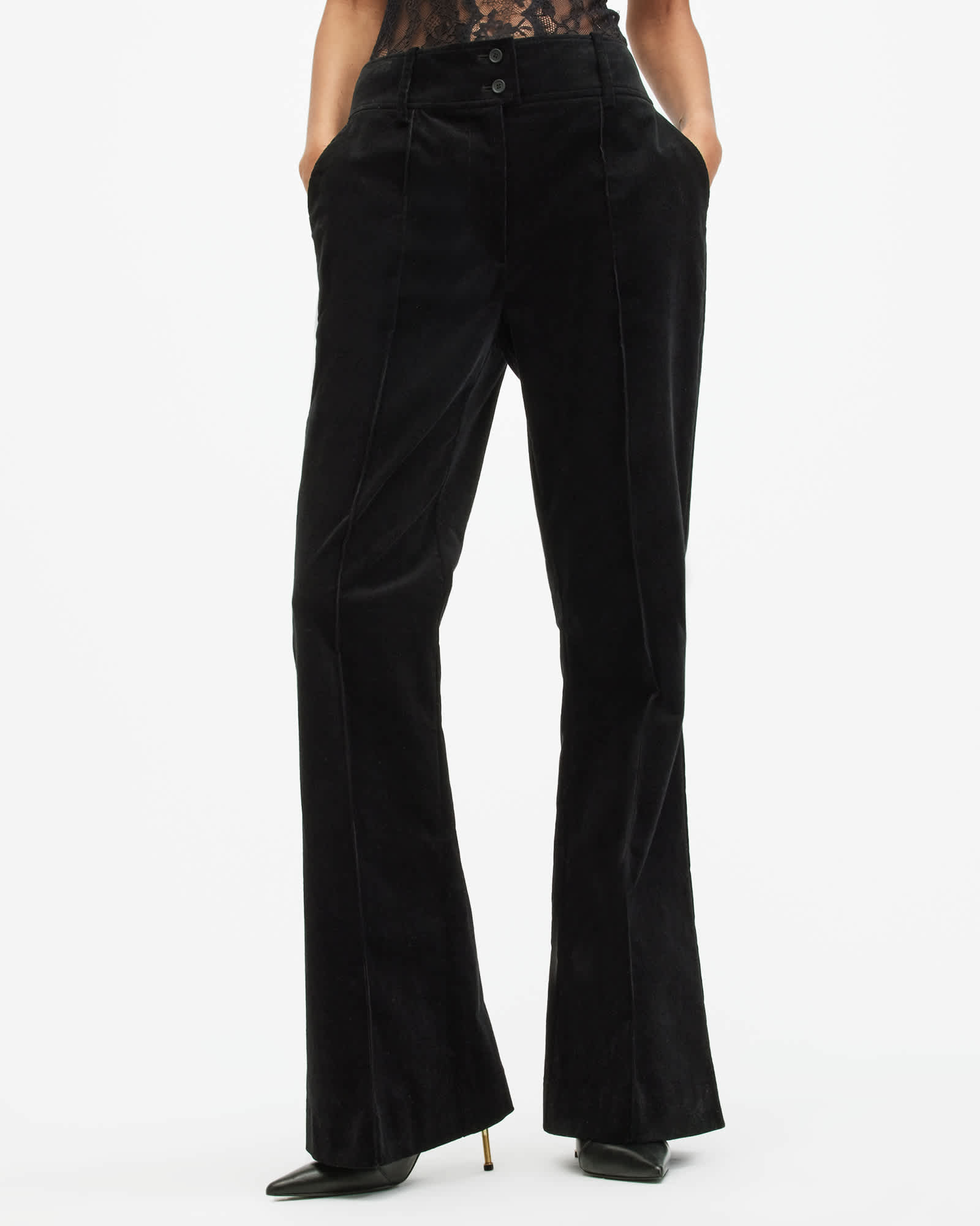 Allsaints Women's Sevenh High-Rise Slim Flared Trousers - Size  14