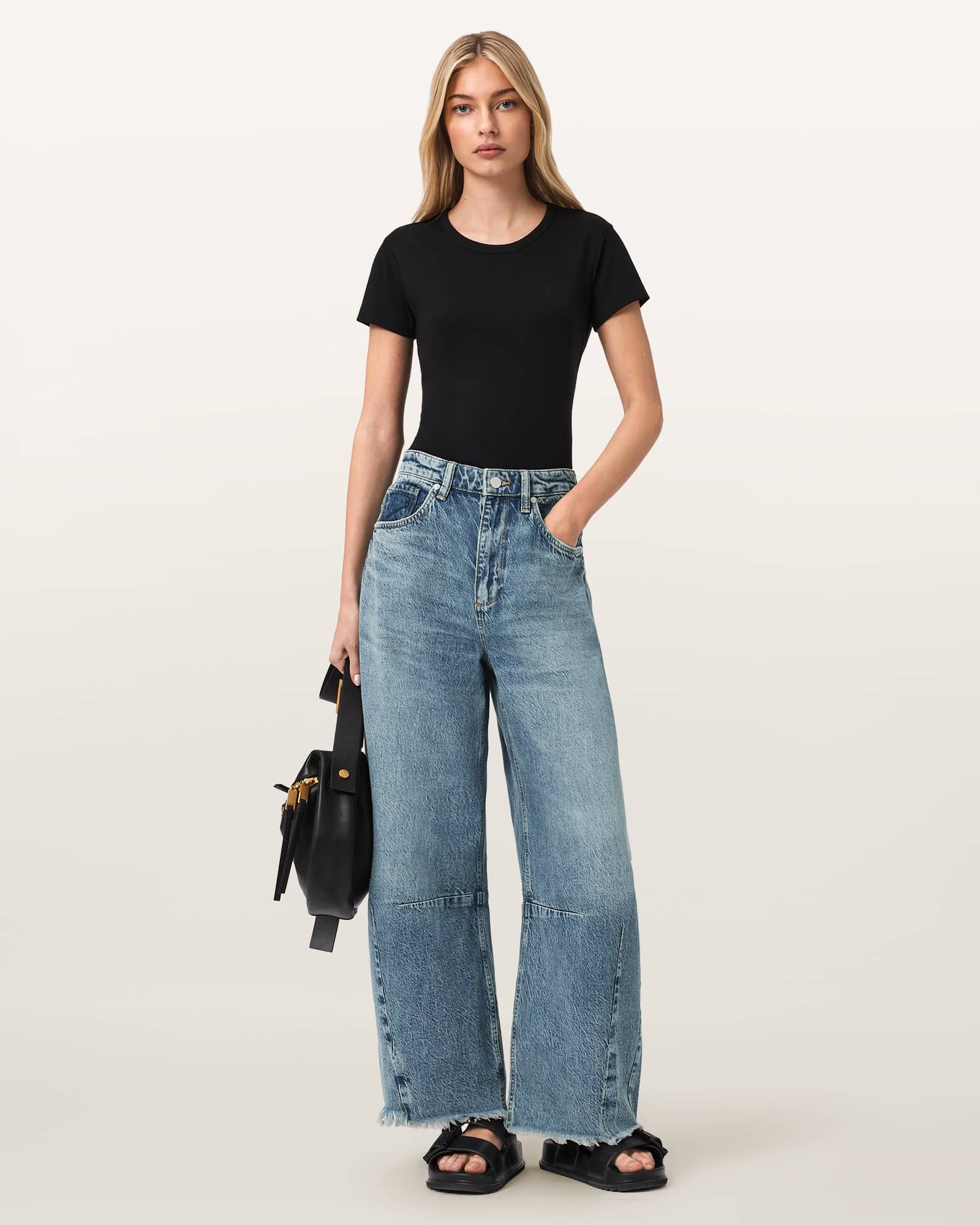 Allsaints Payton Barrel Leg Jeans In Black