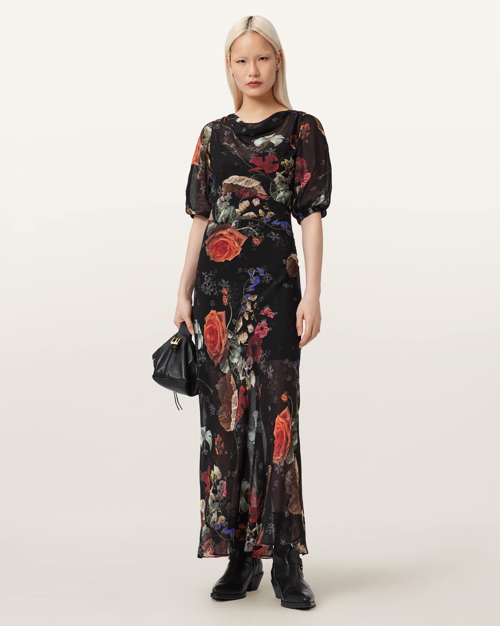 Allsaints Women's Tiwa Floral Midi Dress - Size  14