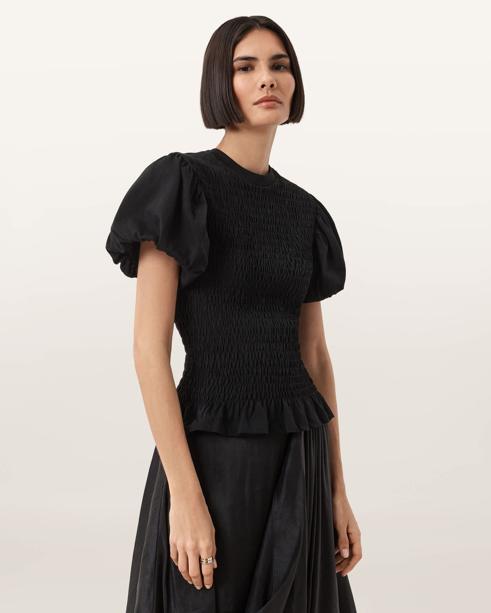 AllSaints Dael Smocked Slim Top