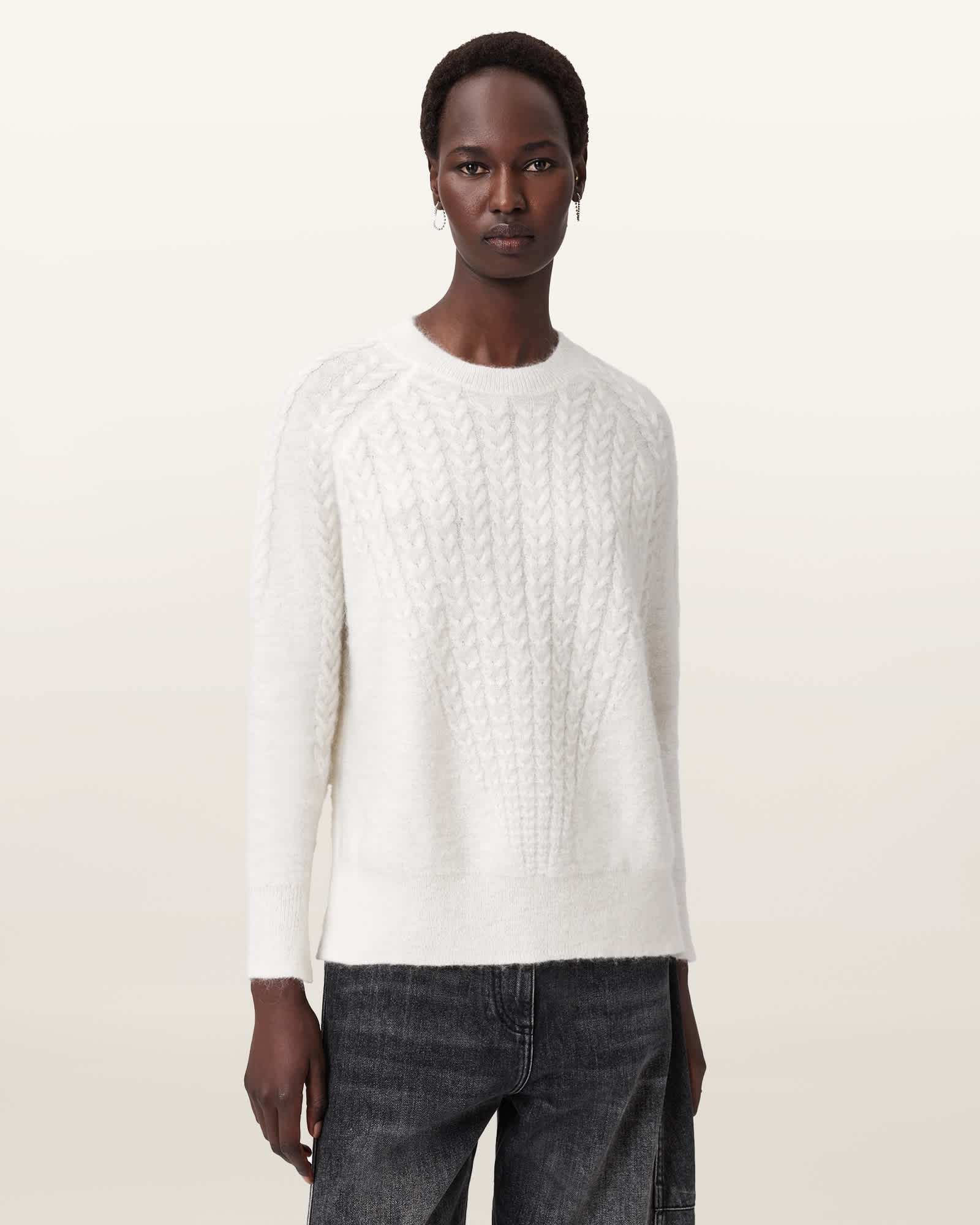 AllSaints Kit Relaxed Fit Jumper,, Chalk White