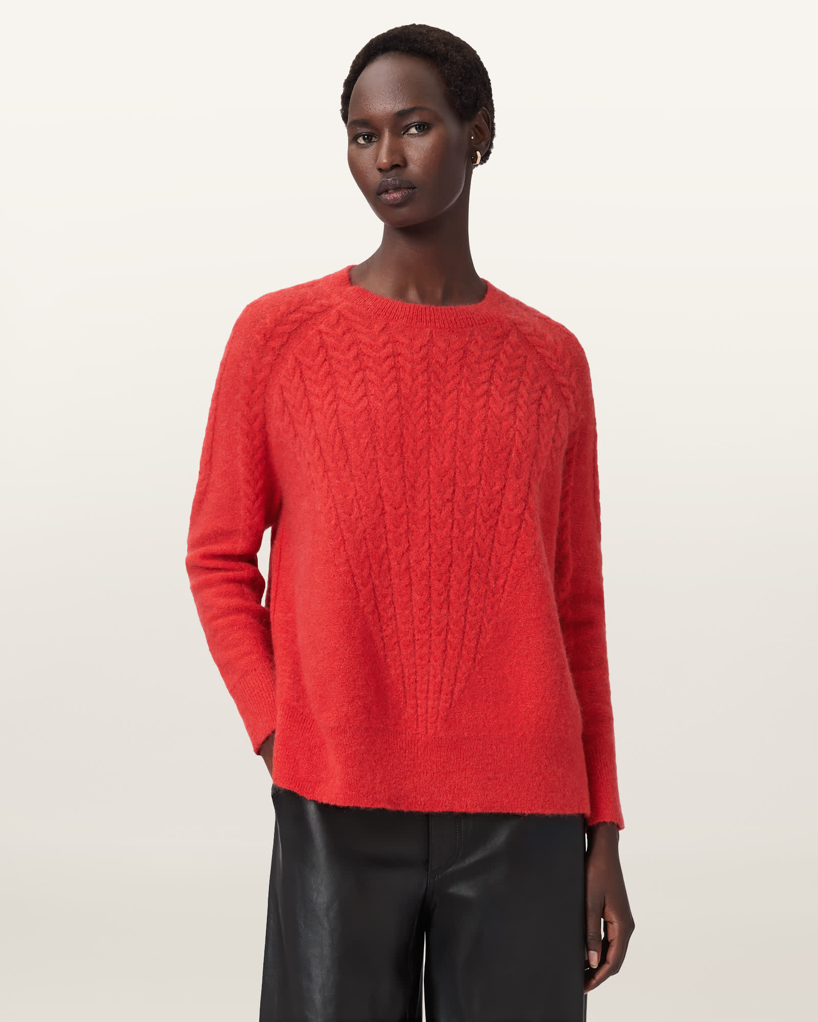AllSaints Kit Relaxed Fit Jumper,, Crimson Red