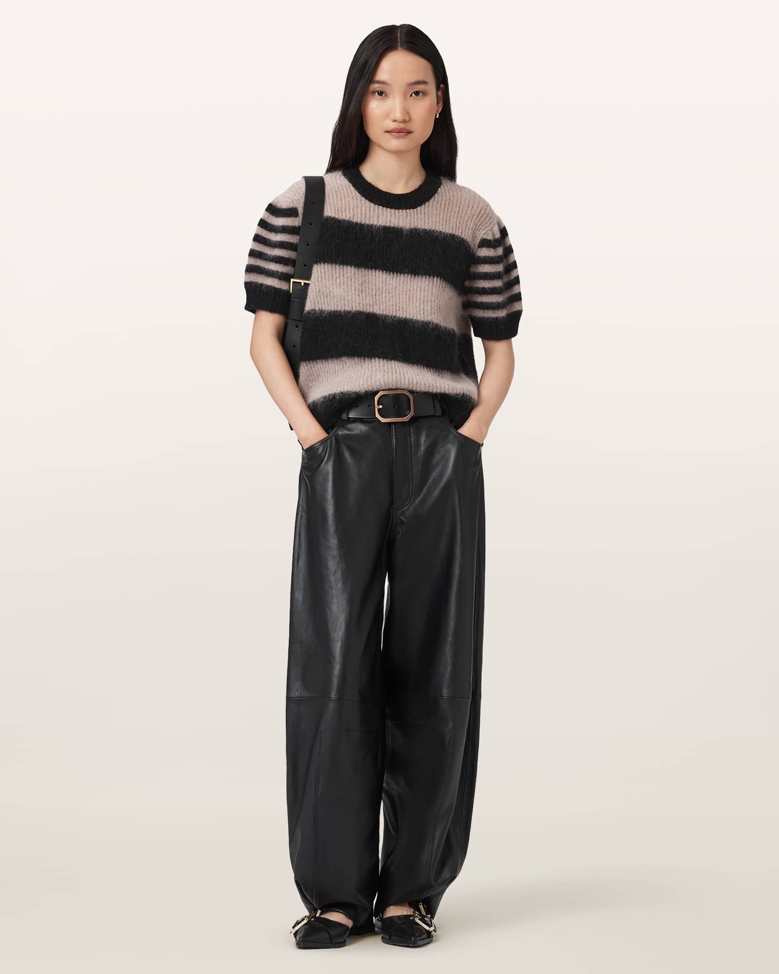 Allsaints Clem Striped Knitted T-shirt In Multi