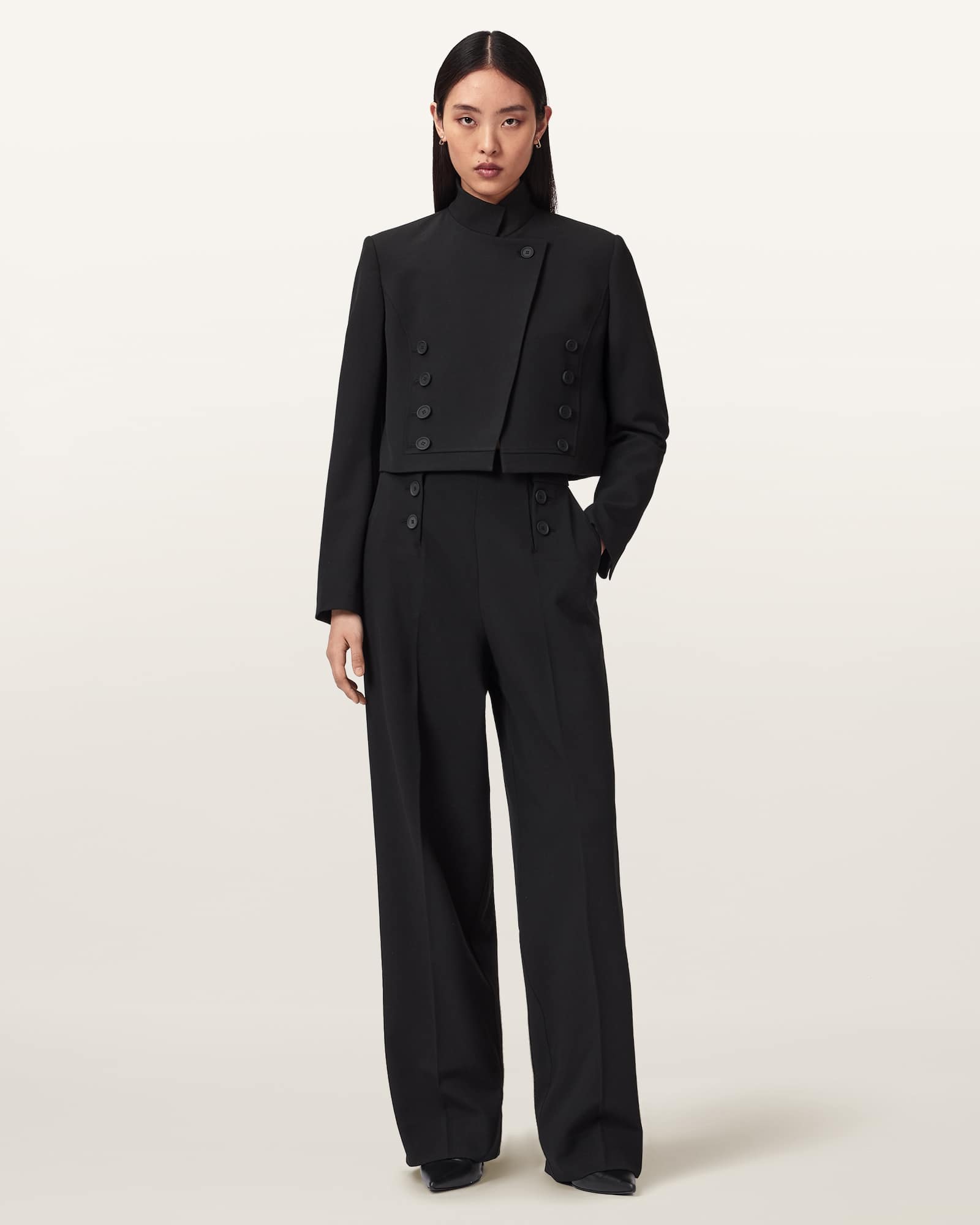 AllSaints Polyester Raina Wide Leg Trousers, Size: UK 16/US 12