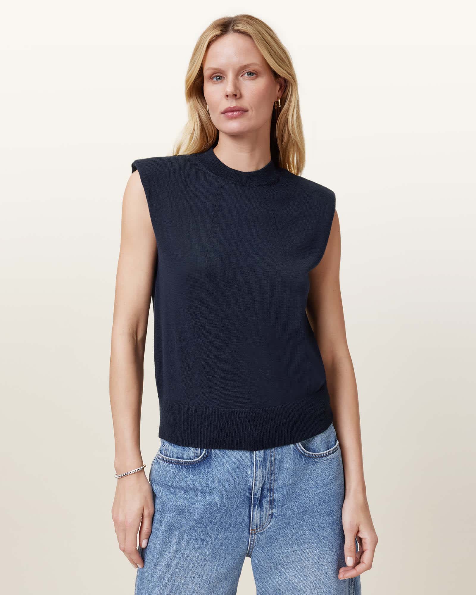 AllSaints Kayla Wool Tank Top,, Ink Blue