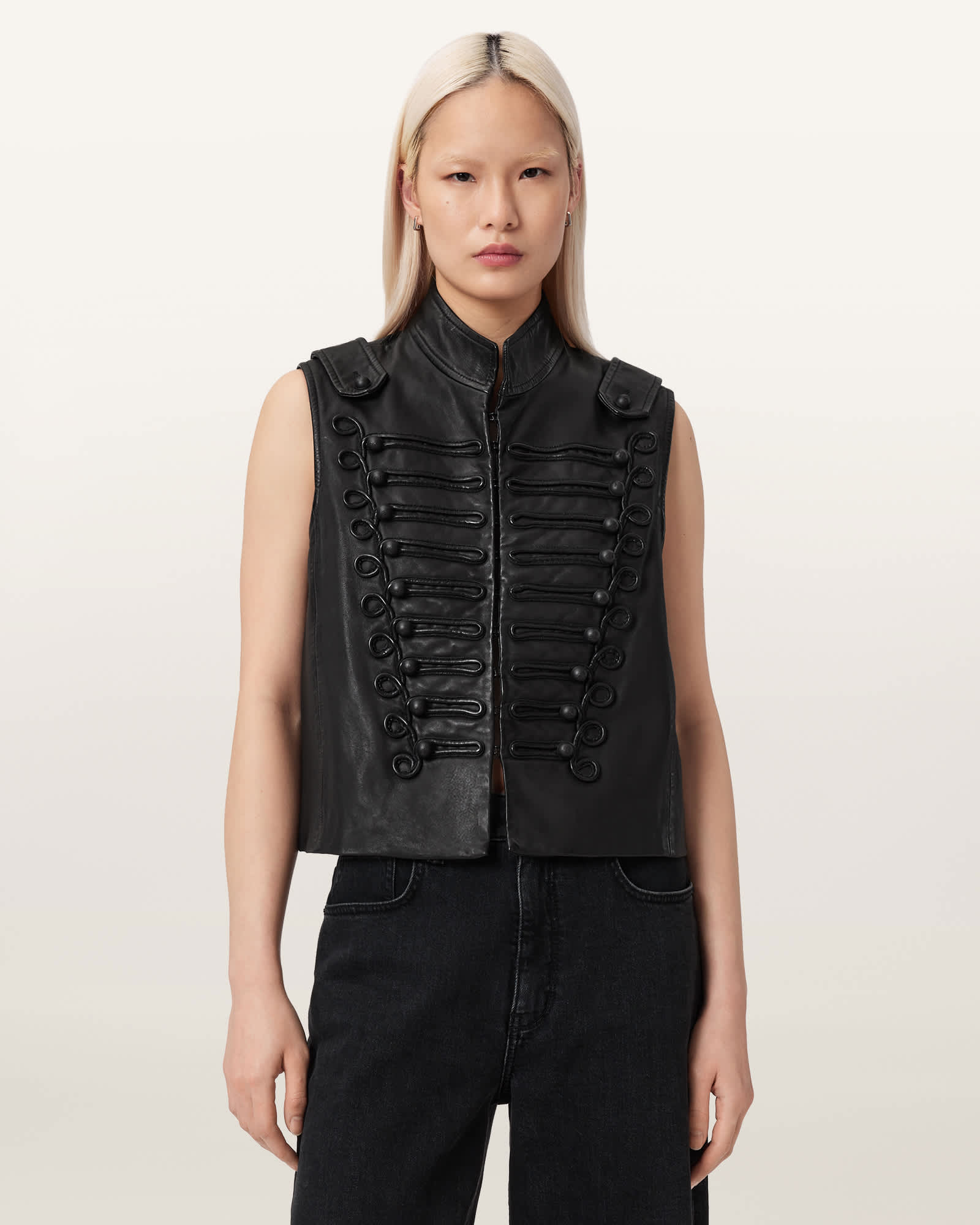 Allsaints Women's Rummy Leather Gilet - Size  14