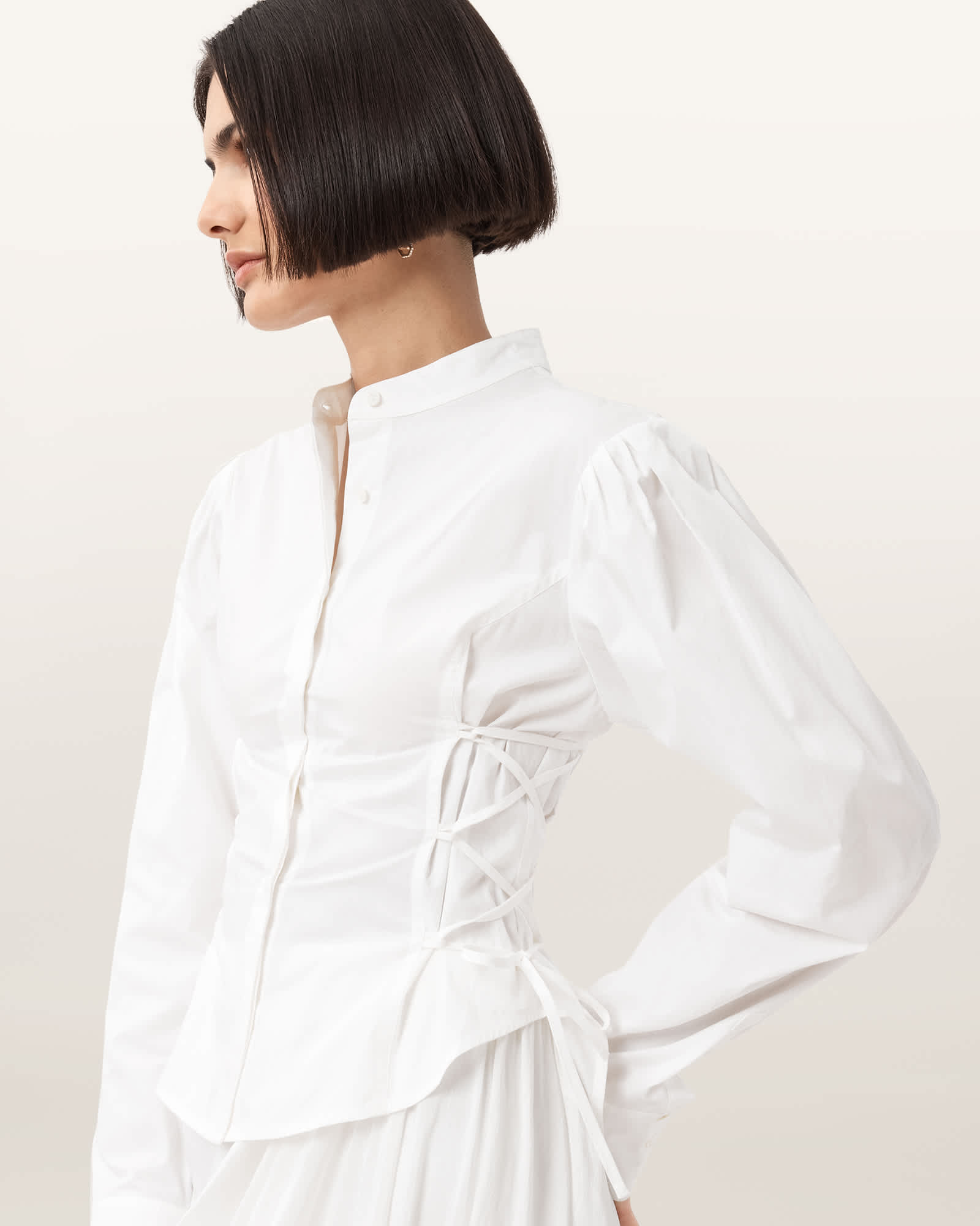 Allsaints Women's Evanna Tie Detail High Neck Shirt - Size  14