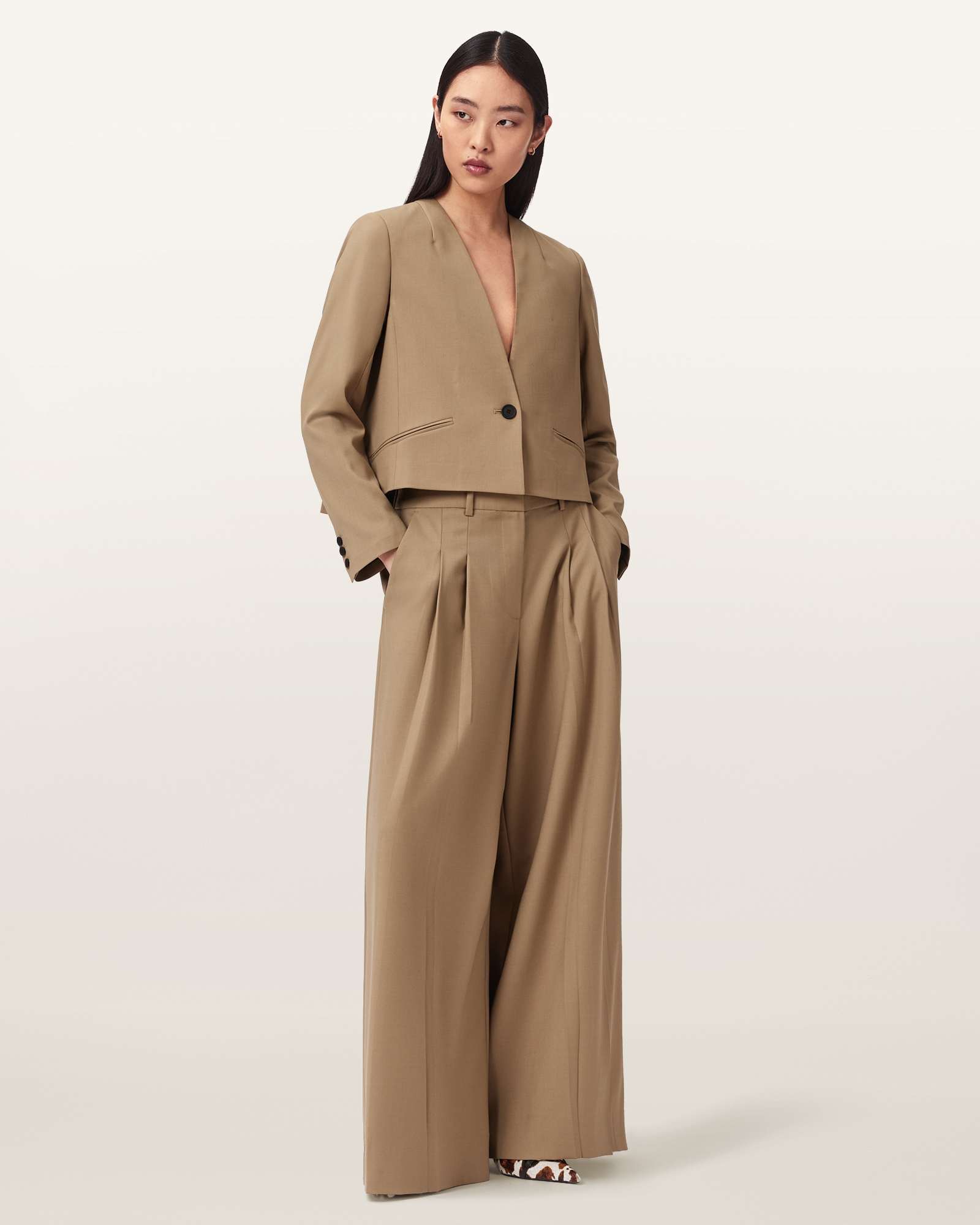 Allsaints Women's Poppy Single Breasted Pleated Blazer - Size  6