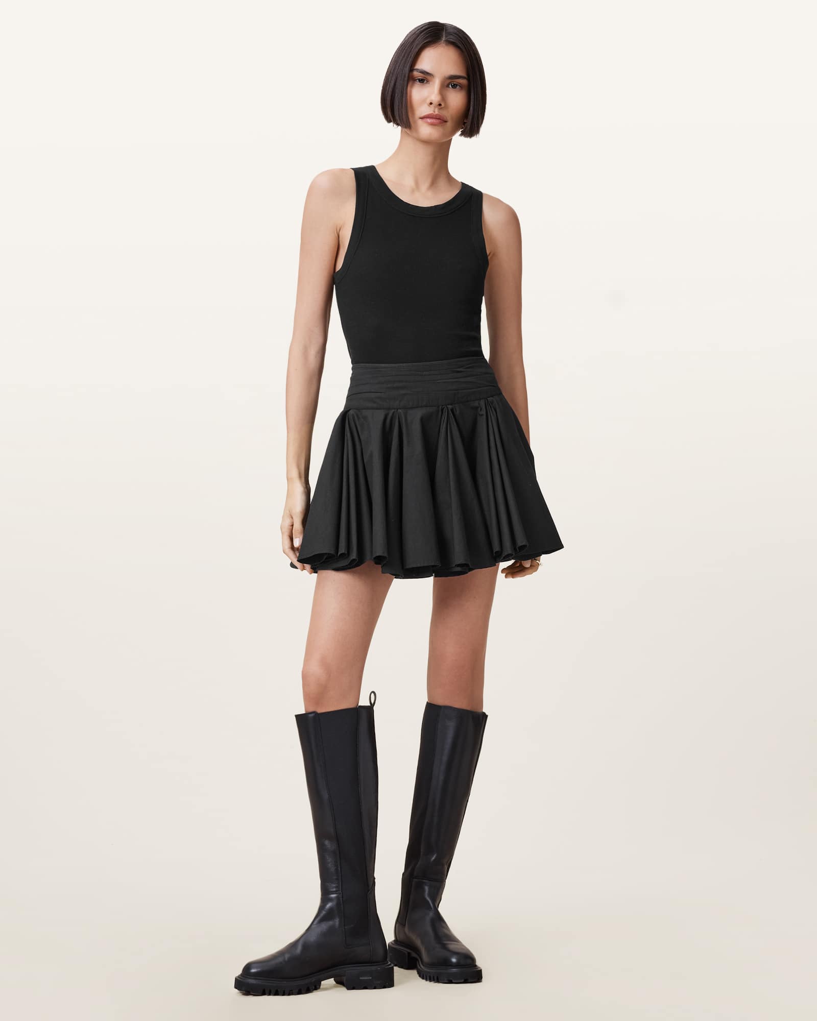 AllSaints Cotton/Modal Tulip Cotton Mini Skirt, Size: UK 6/US 2