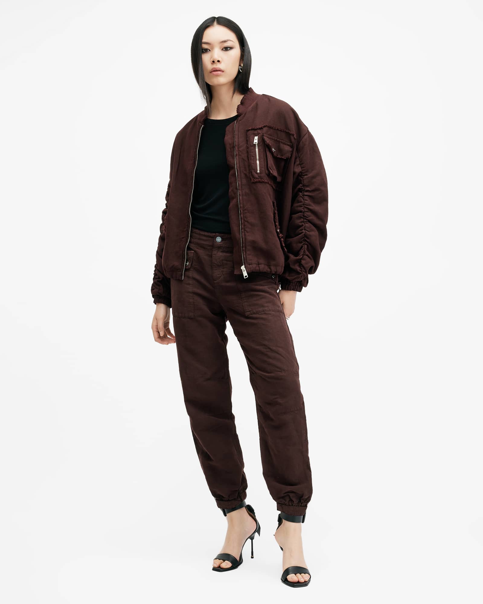 Allsaints Women's Val Linen Blend Cargo Trousers - Size  6