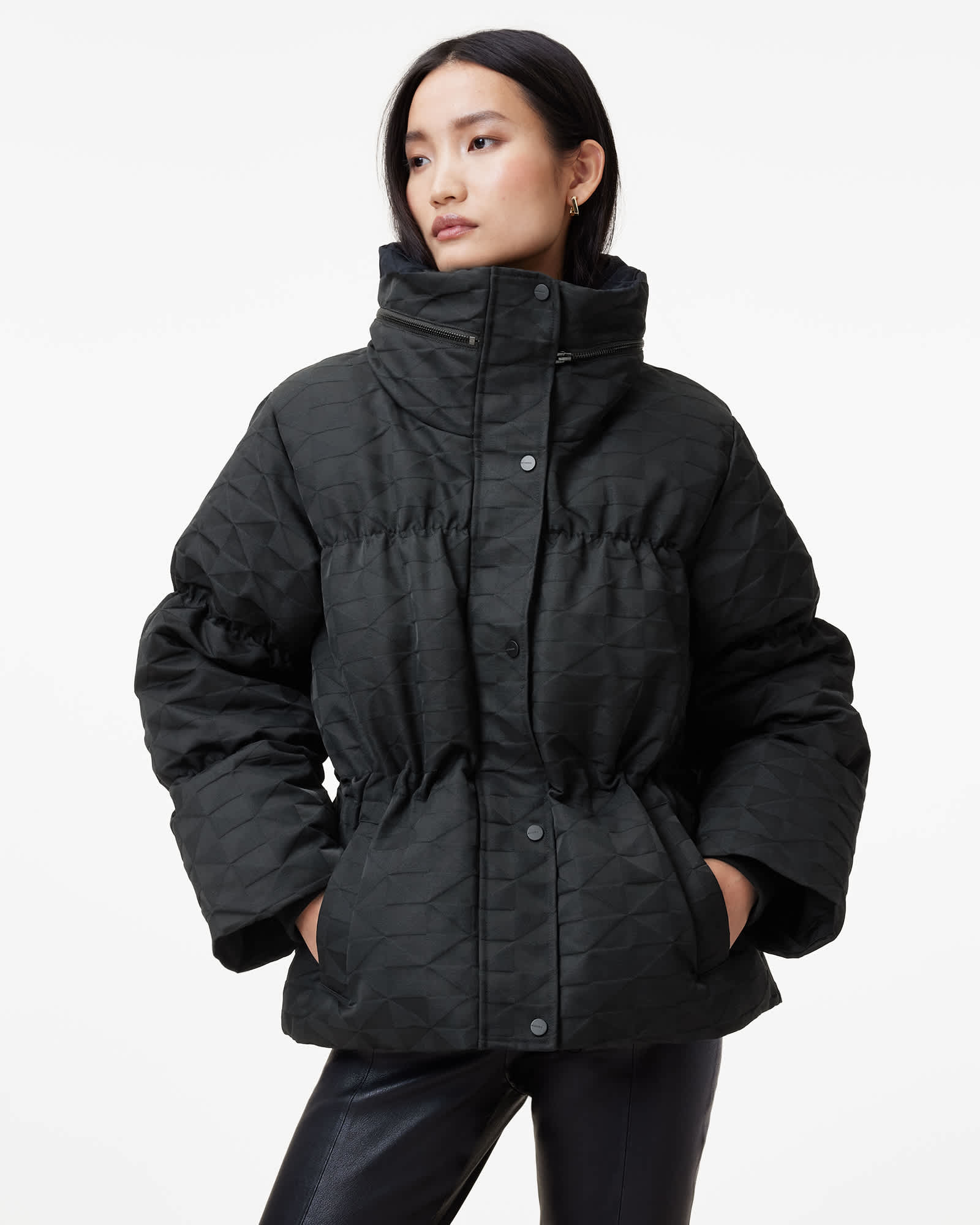 Allsaints Women's Peckham Geometric Jacquard Puffer Jacket - Size  16