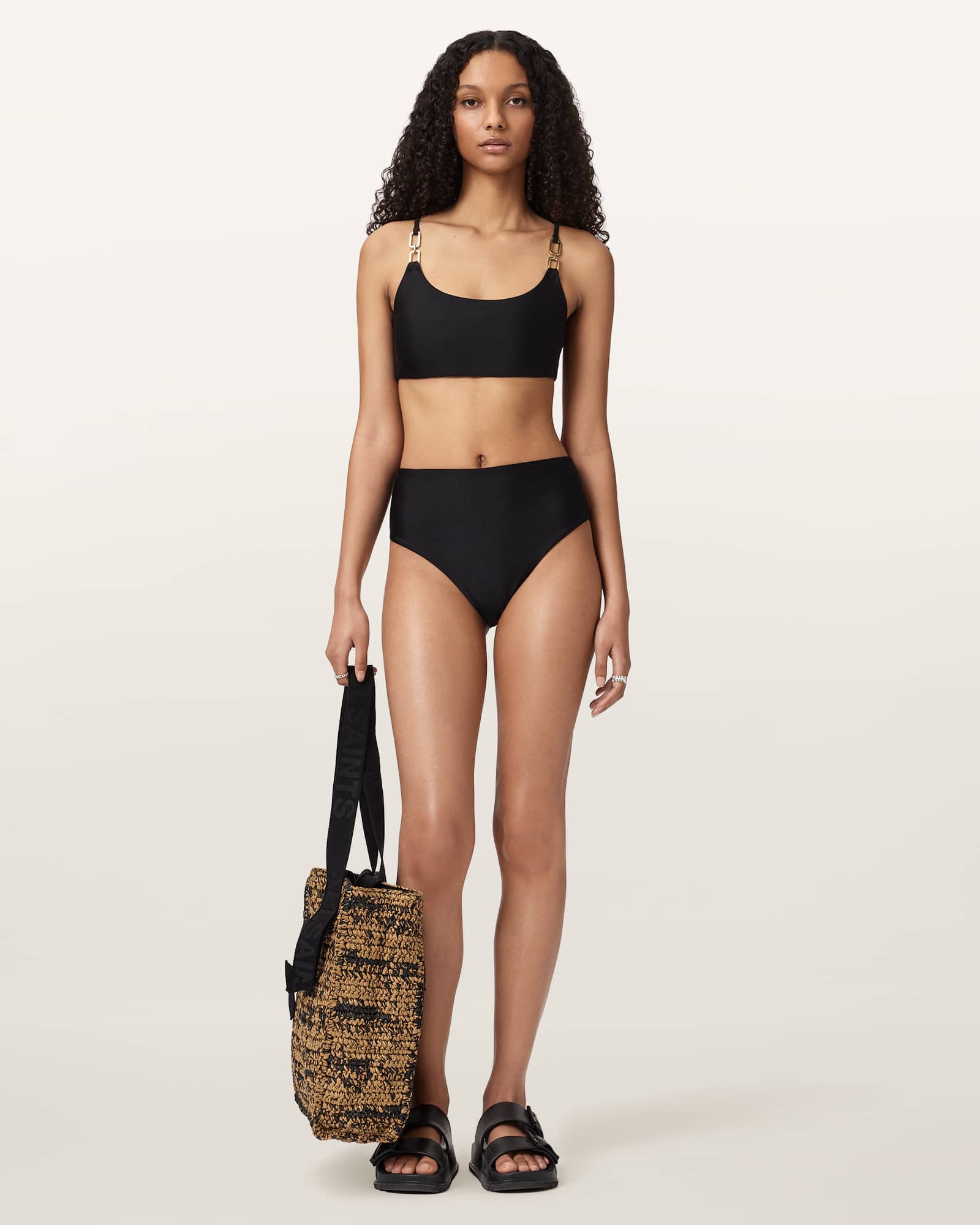 AllSaints Polyester Talaria Sheen Bikini Top, Size: M