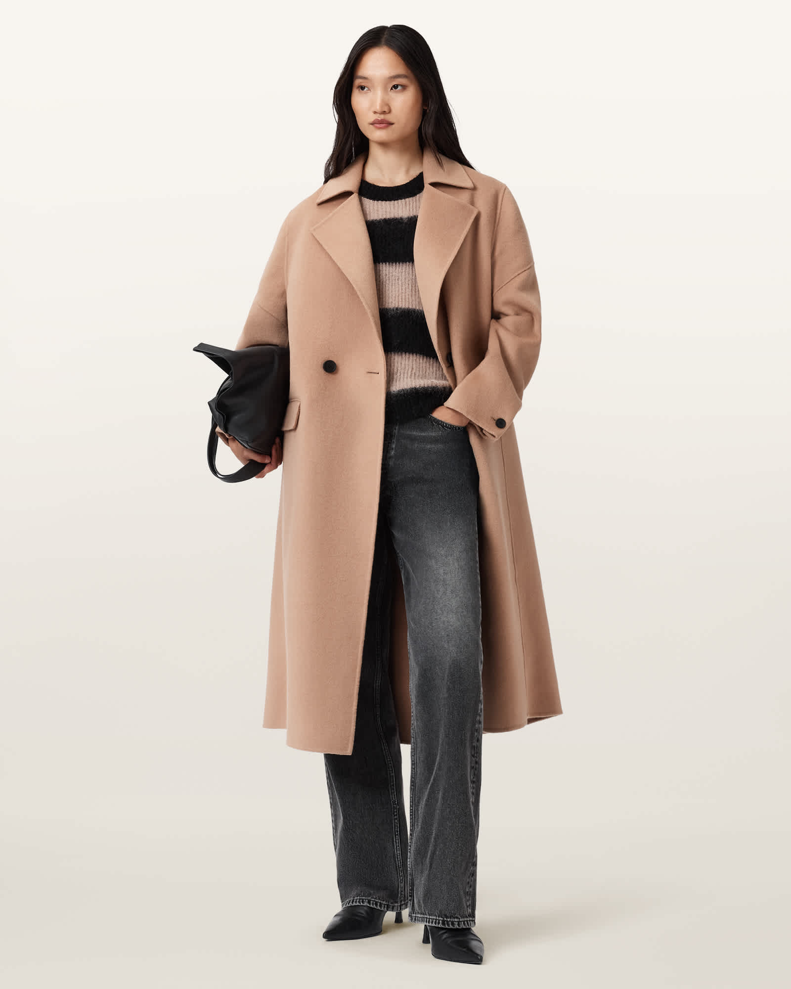 AllSaints Wool Sellma Double Breasted Coat