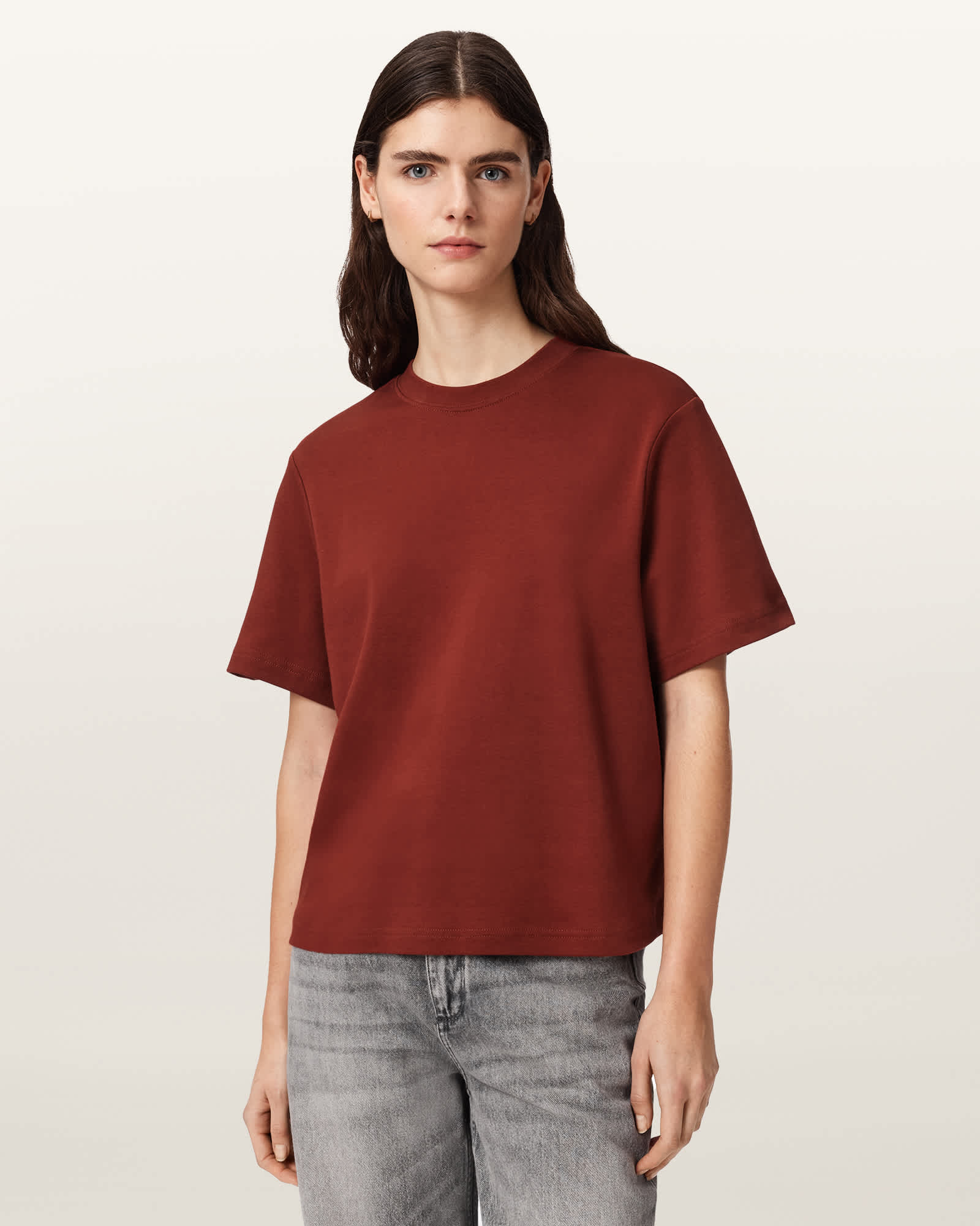 AllSaints Lisa Boxy Crew Neck T-Shirt,, Paprika Red