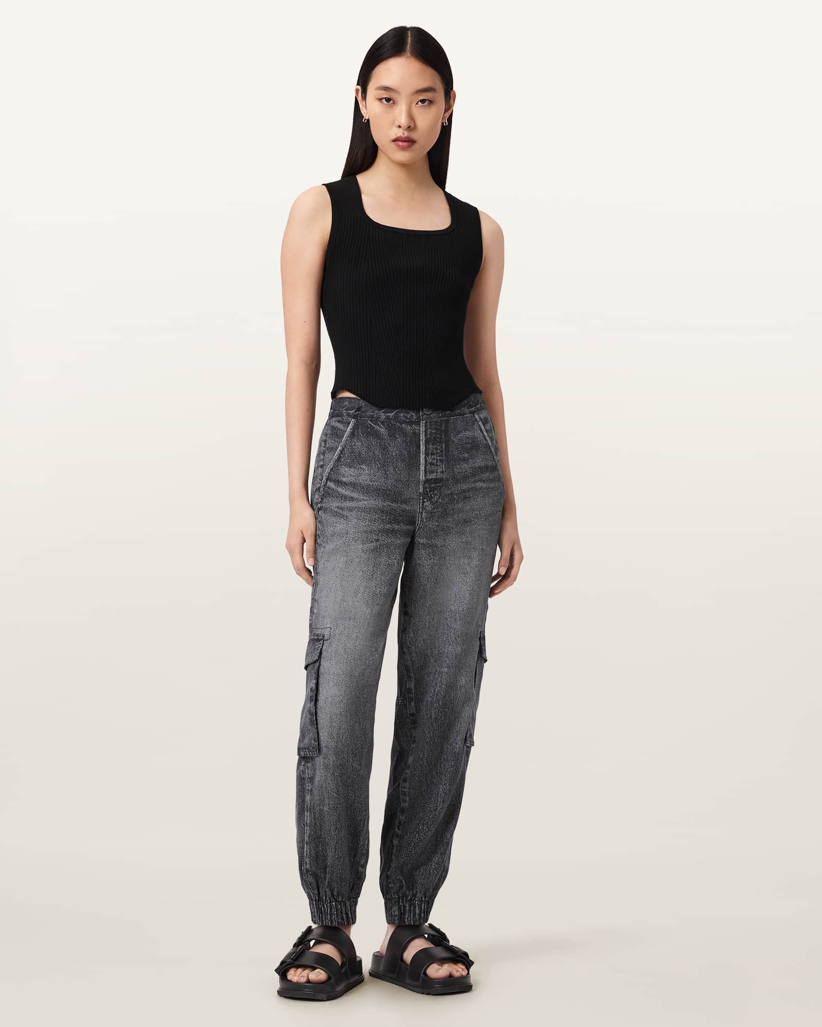 AllSaints Selma Illusion Trousers,, Illusion Black