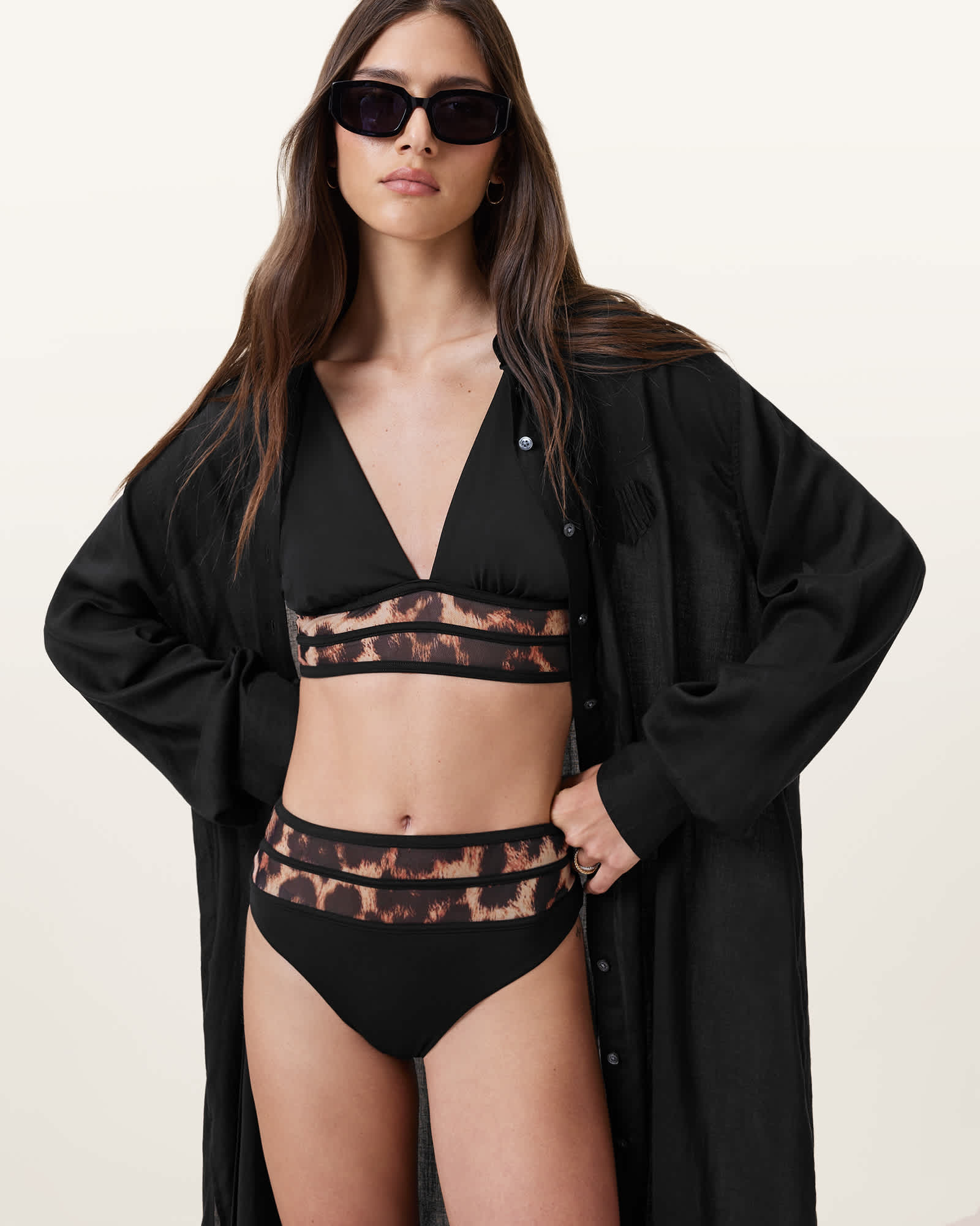 AllSaints Women's Xalia Leopard Print Bikini Bottoms