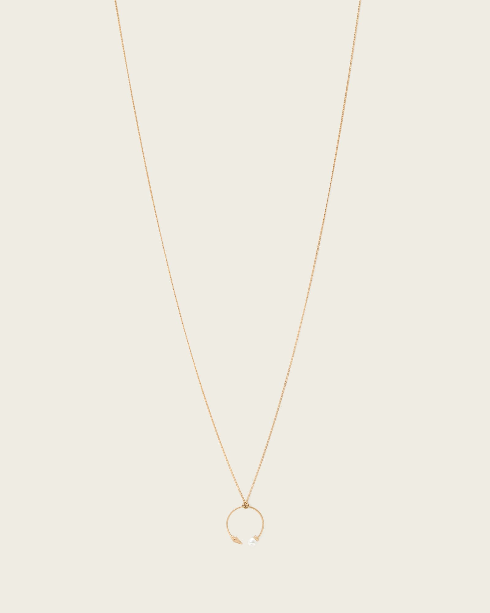 AllSaints Hazel Chain Necklace,, Warm Brass