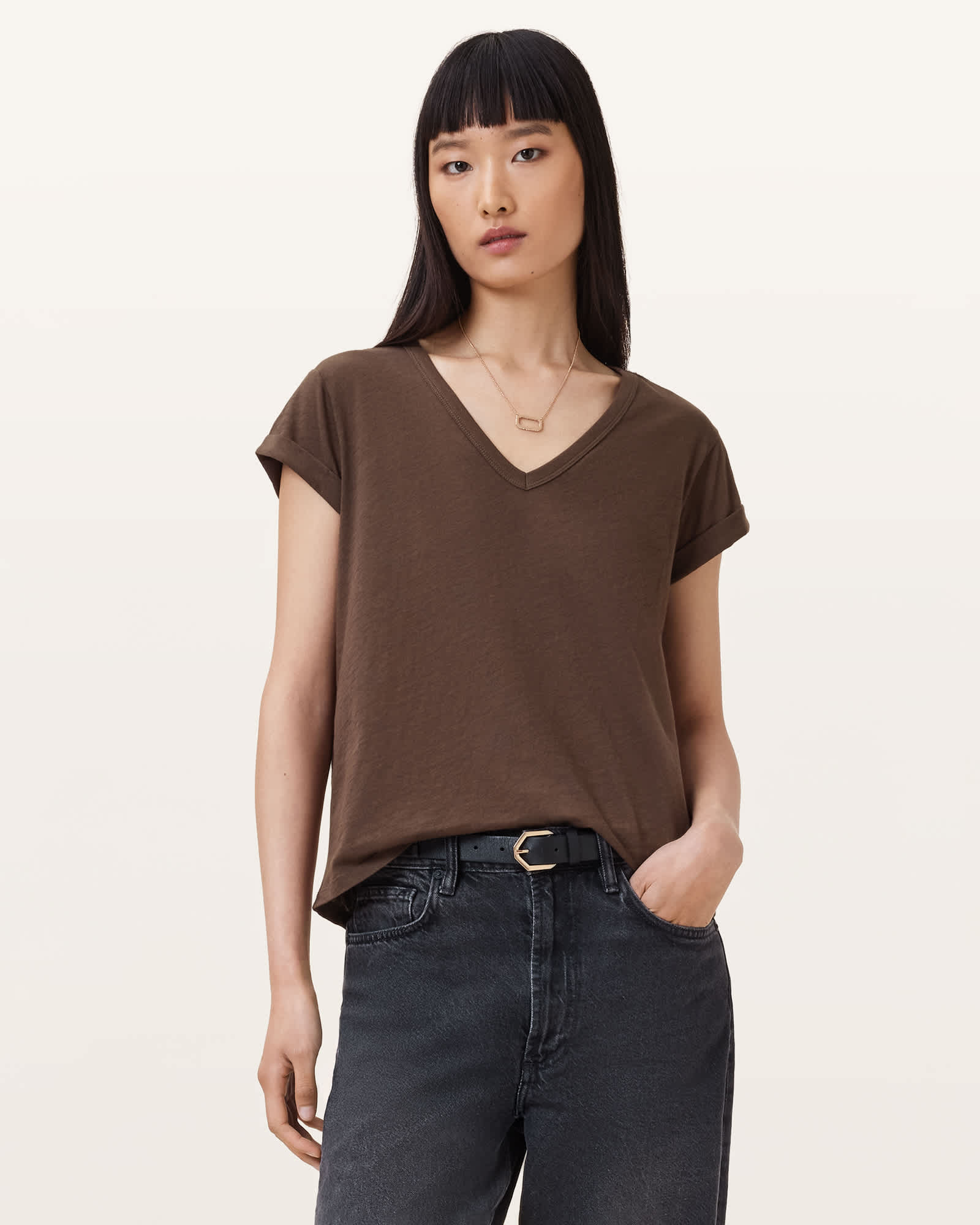 Allsaints Women's Anna V-Neck Short Sleeve T-Shirt - Size  Xs