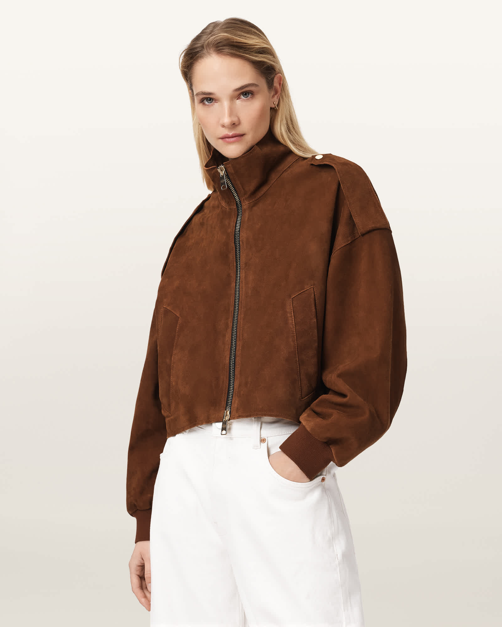 AllSaints Suede Lowden Suede Jacket, Size: M