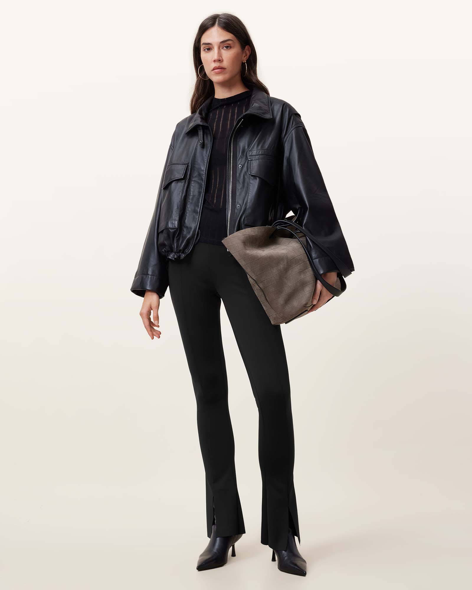 AllSaints Ryla Flared Hem Slim Fit Trousers