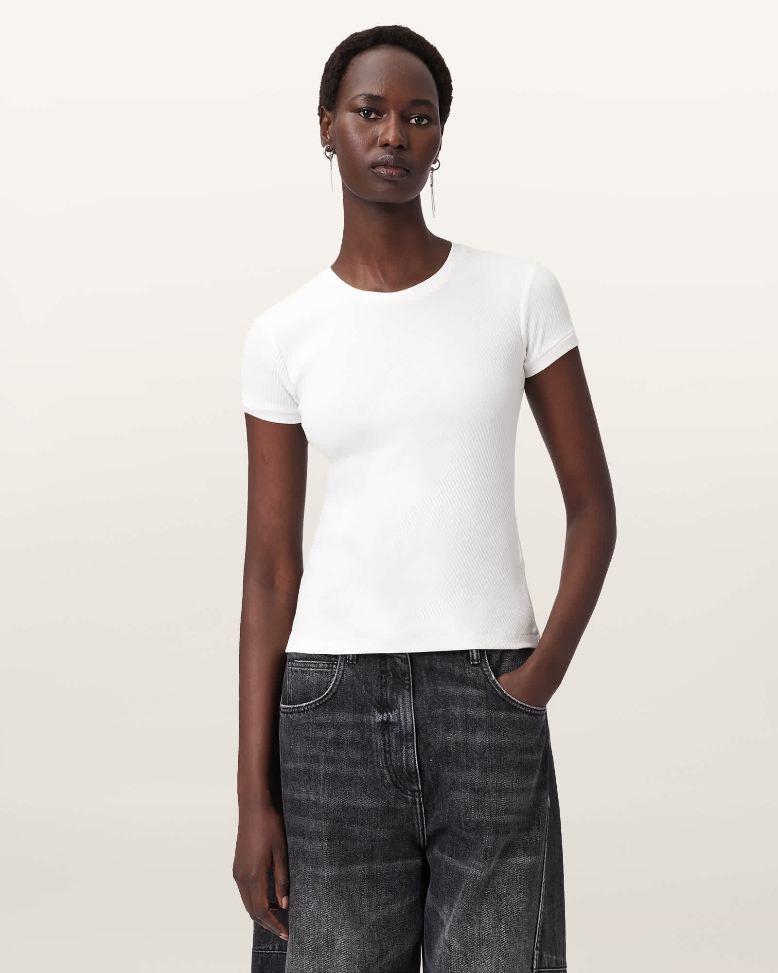 Allsaints Gia Short Sleeve T-shirt In White