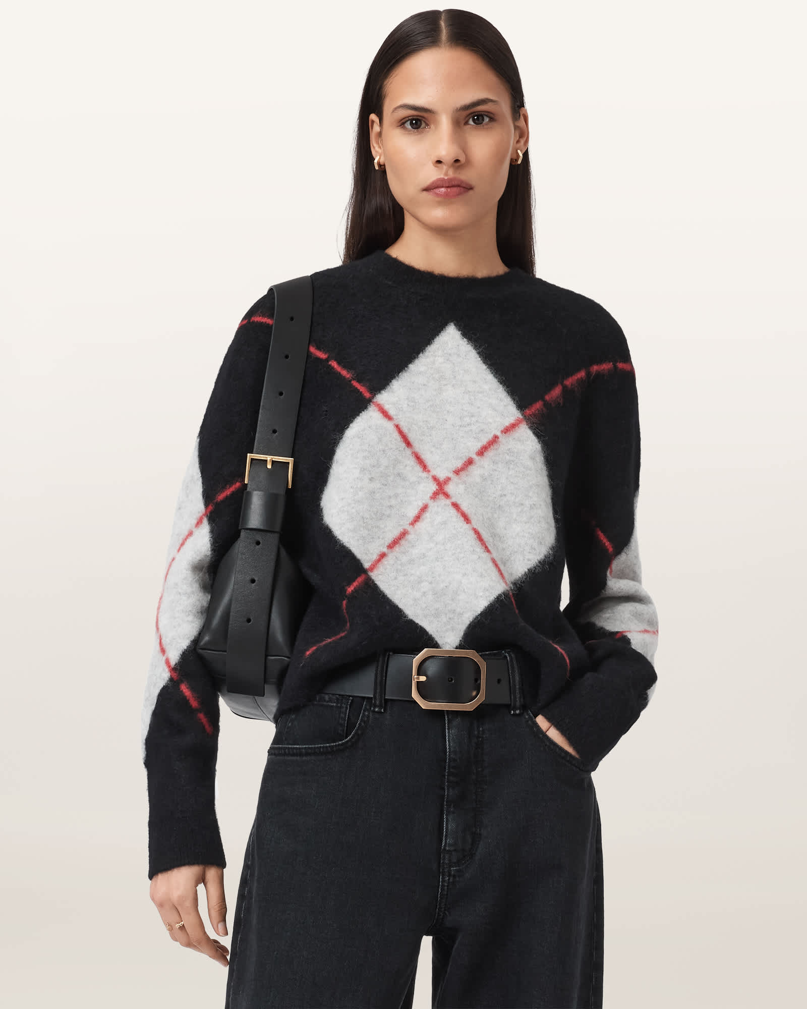 Allsaints Women's Lou Argyle Wool Jumper - Size  L
