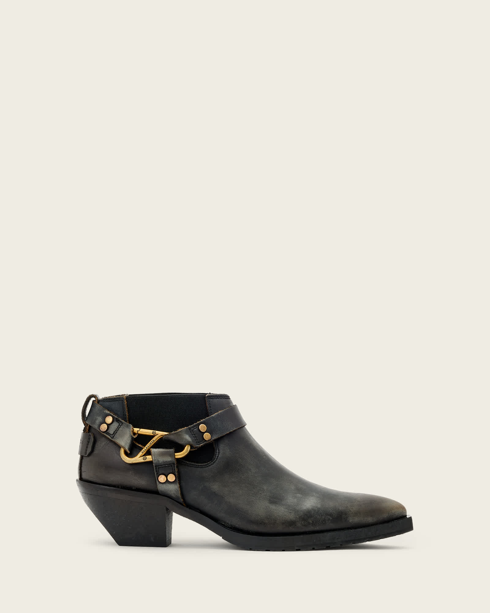 AllSaints Leather Maisy Carabiner Heeled Boots, Size: UK 6/US 9/EU 39