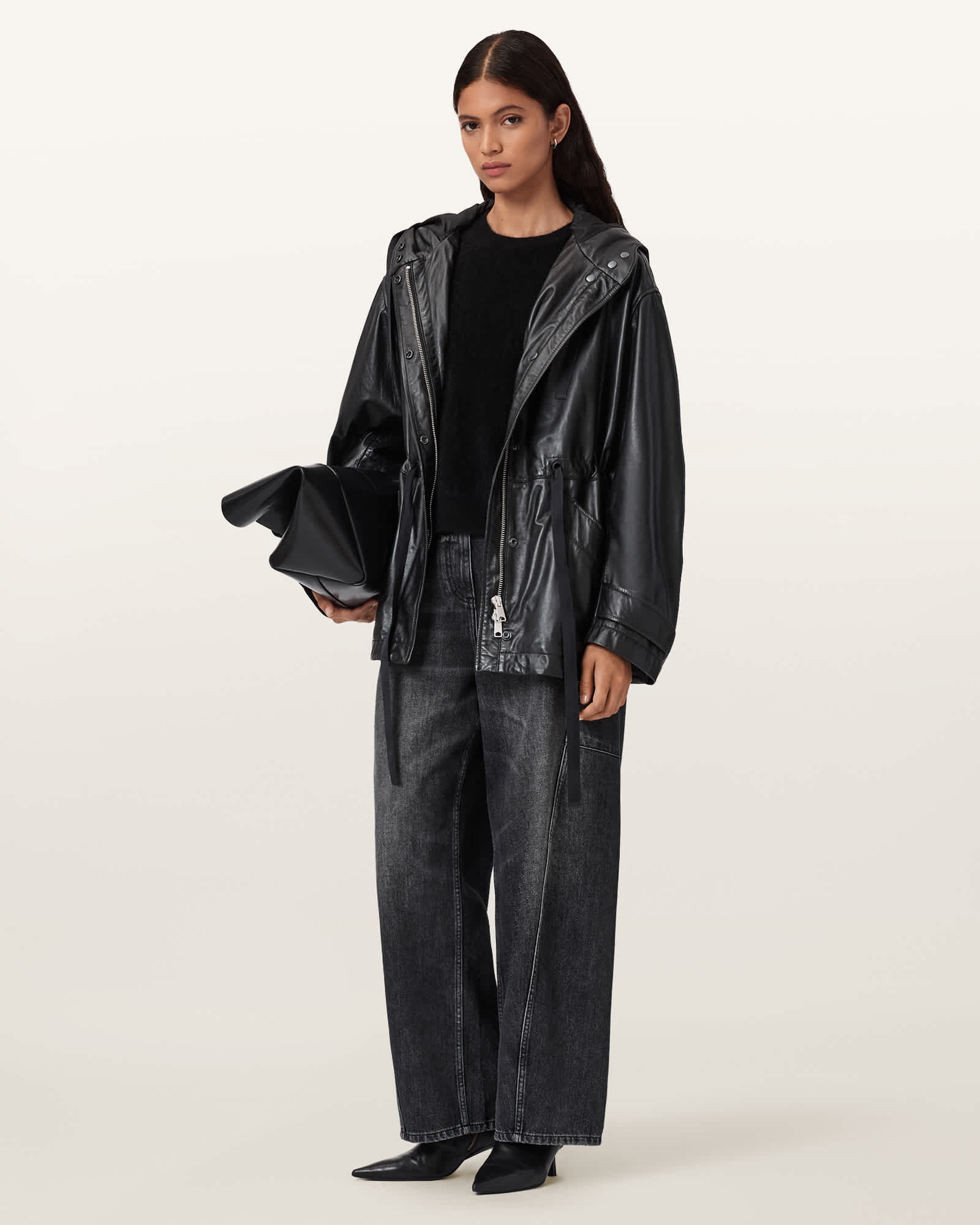 AllSaints Women's Kelsea Relaxed Fit Leather Jacket