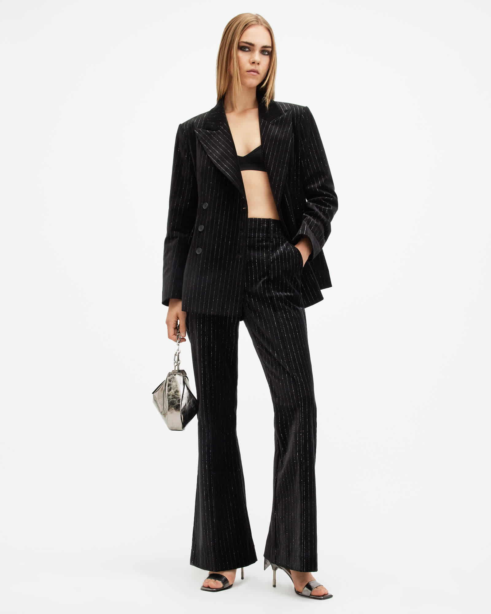 AllSaints Sevenh High-Rise Slim Flared Trousers