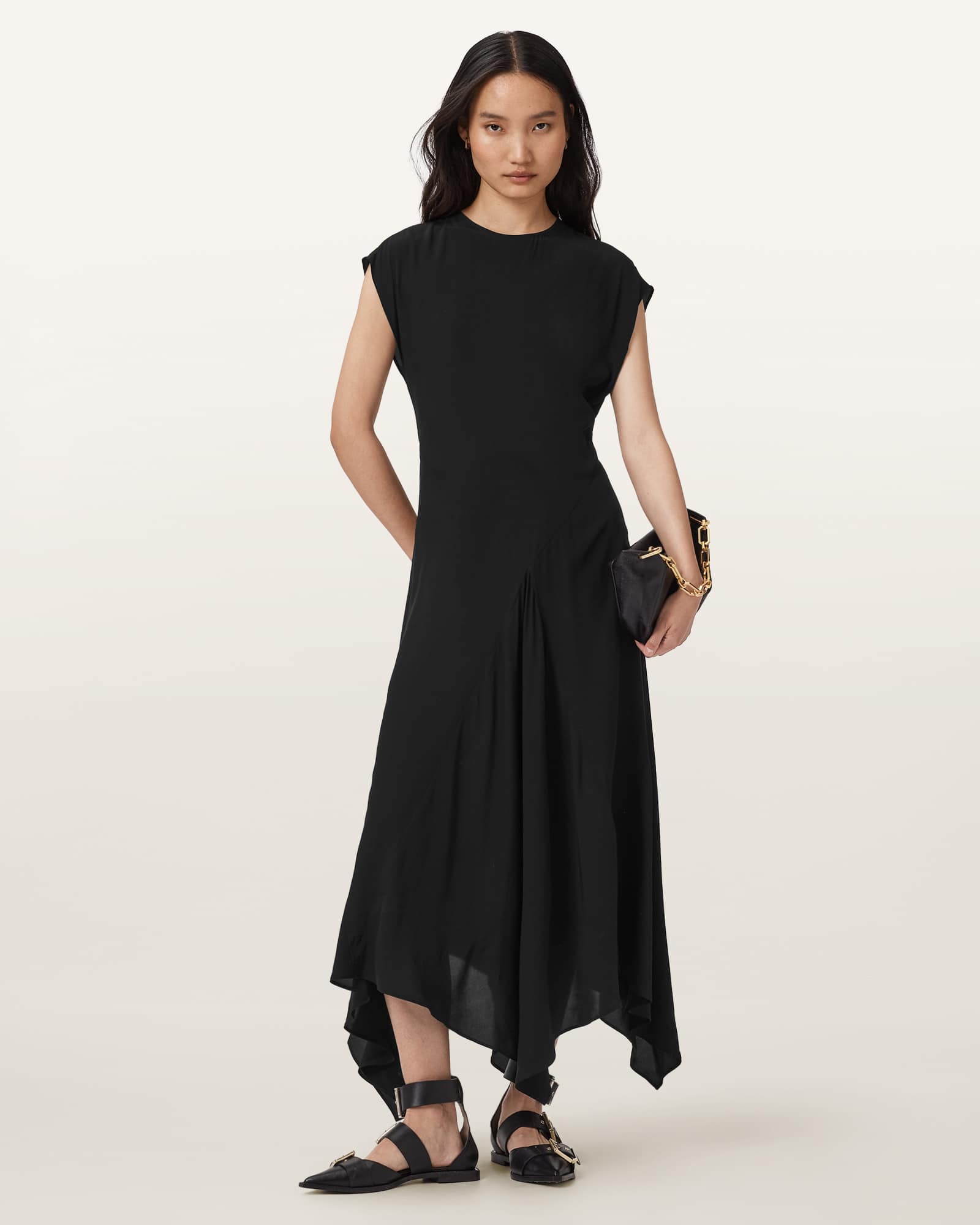 Allsaints Women's Black Marilka Midi Dress - Size  8