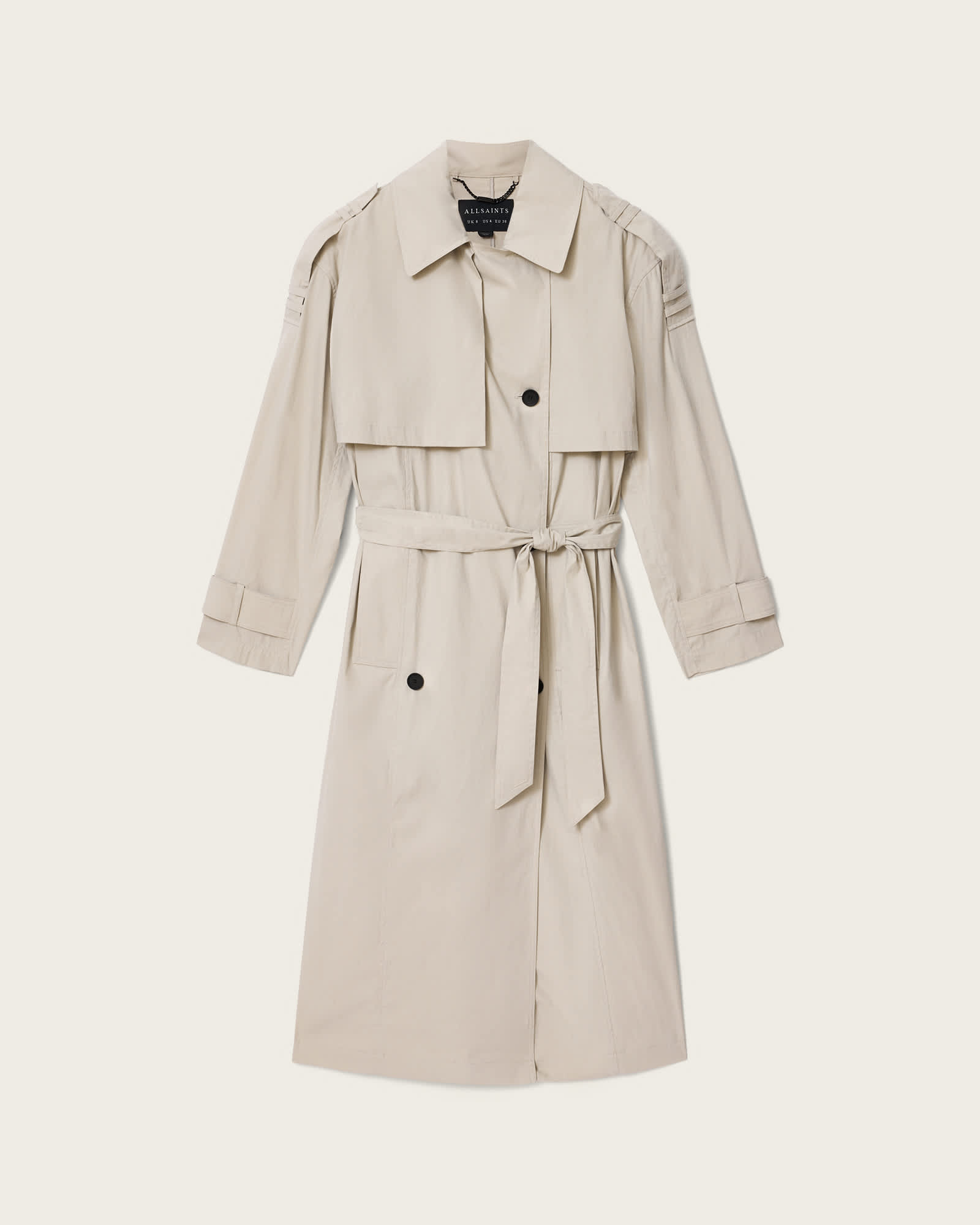 Allsaints Damen Grau Women's Linnie Lib Relaxed Trench Coat Size Xs