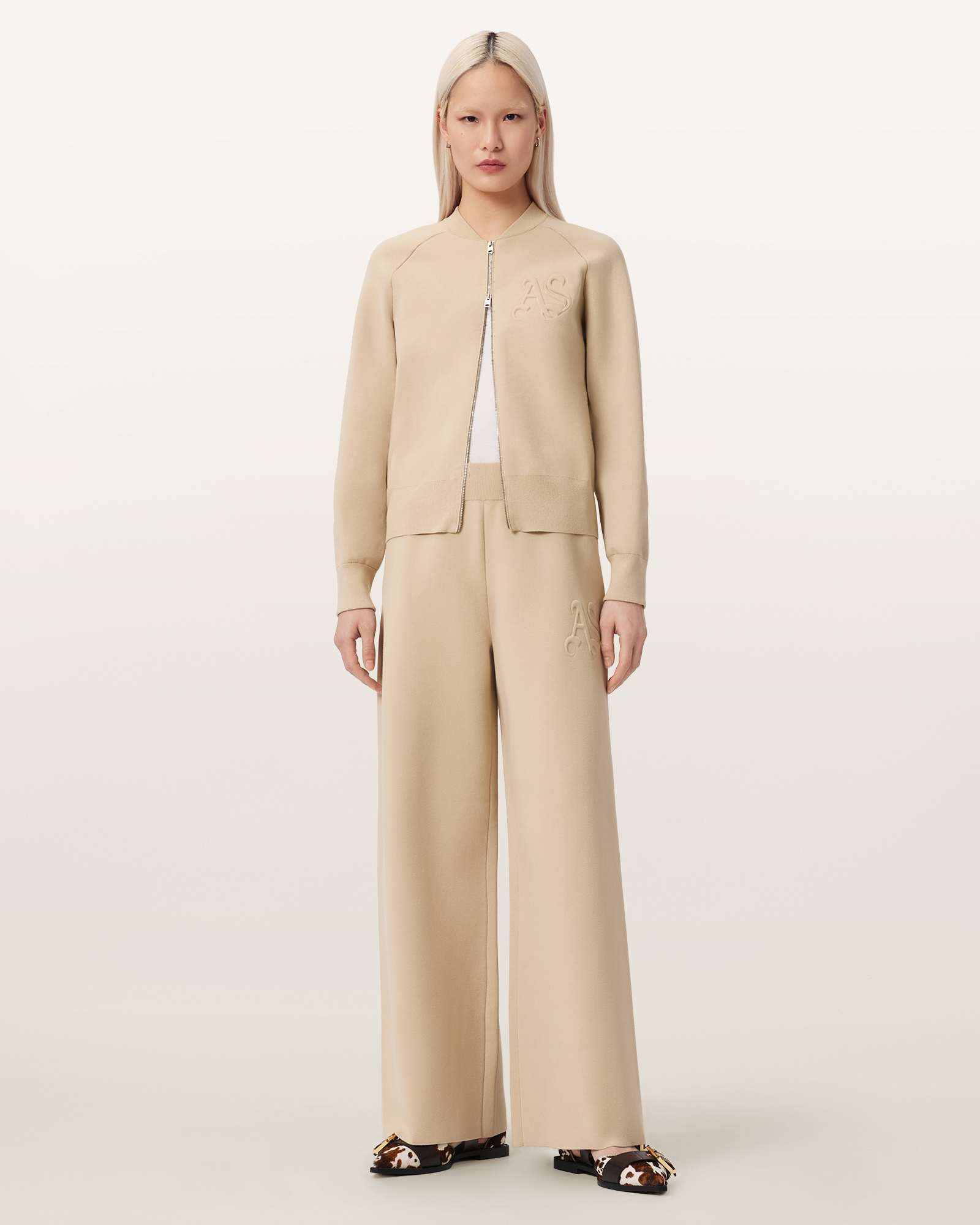 AllSaints Sonny Knitted Trouser,, Pebble White