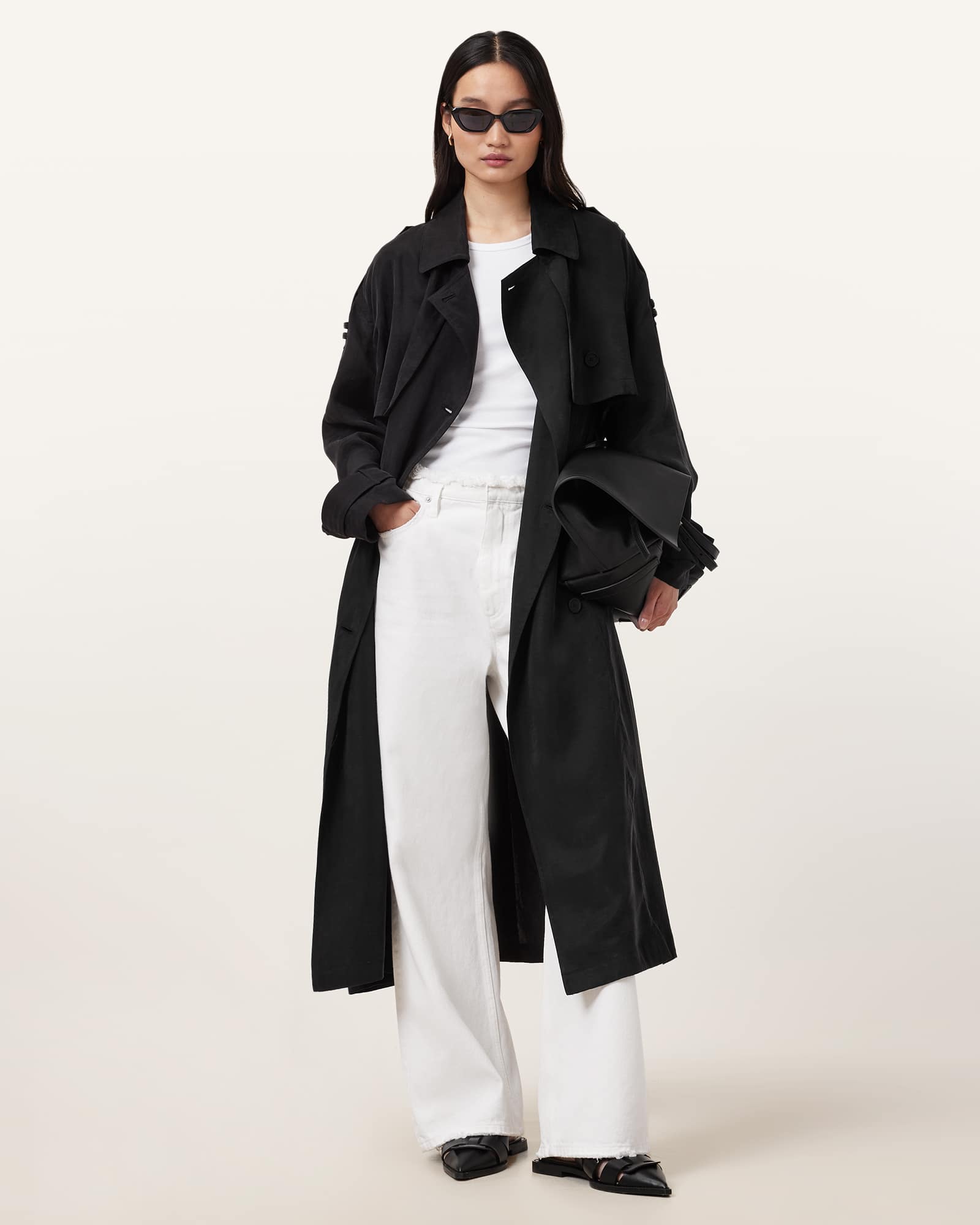 AllSaints Lyocell/Modal Linnie Lightweight Trench Coat, Size: L