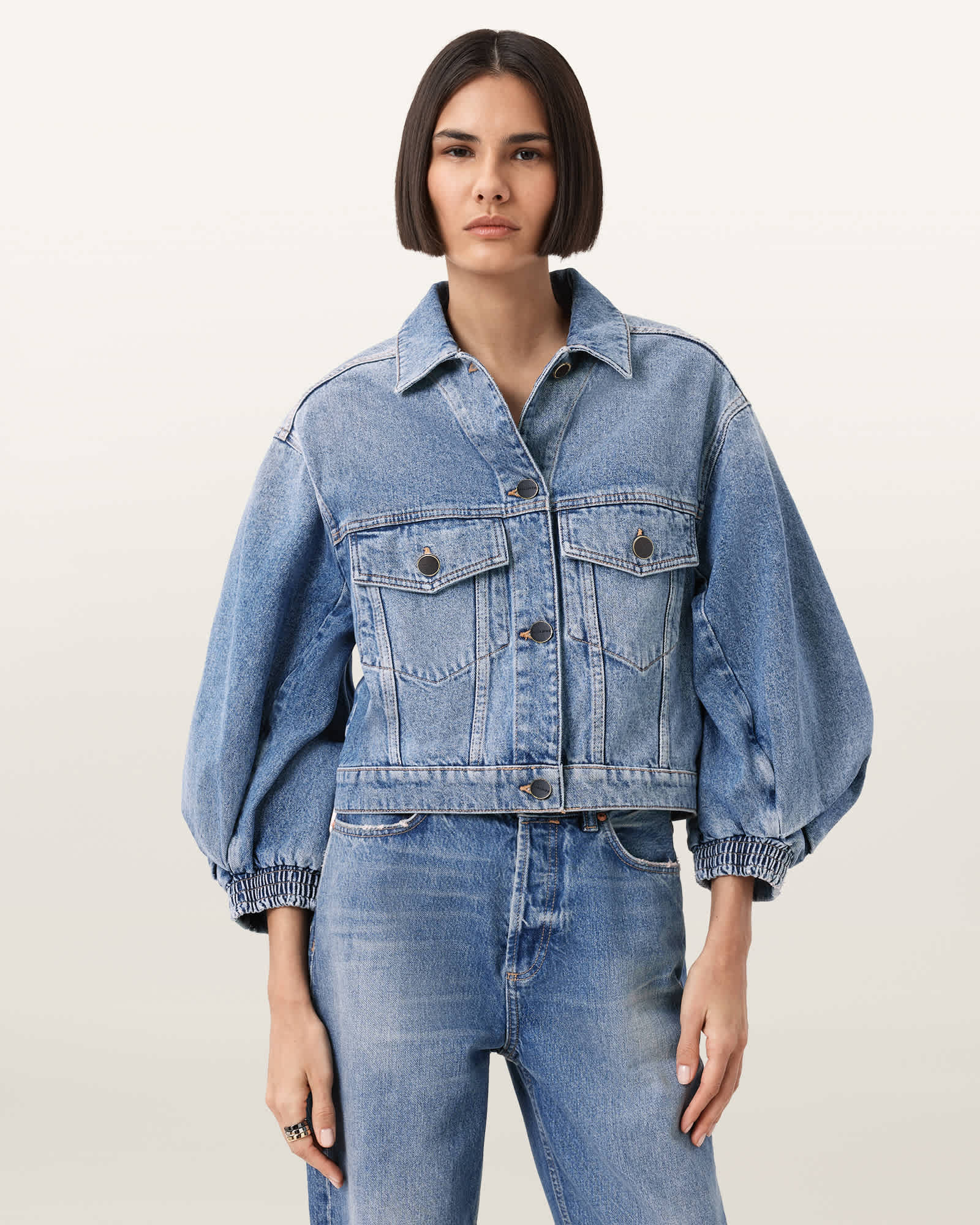 Allsaints Women's Luca Cropped Denim Jacket - Size  16