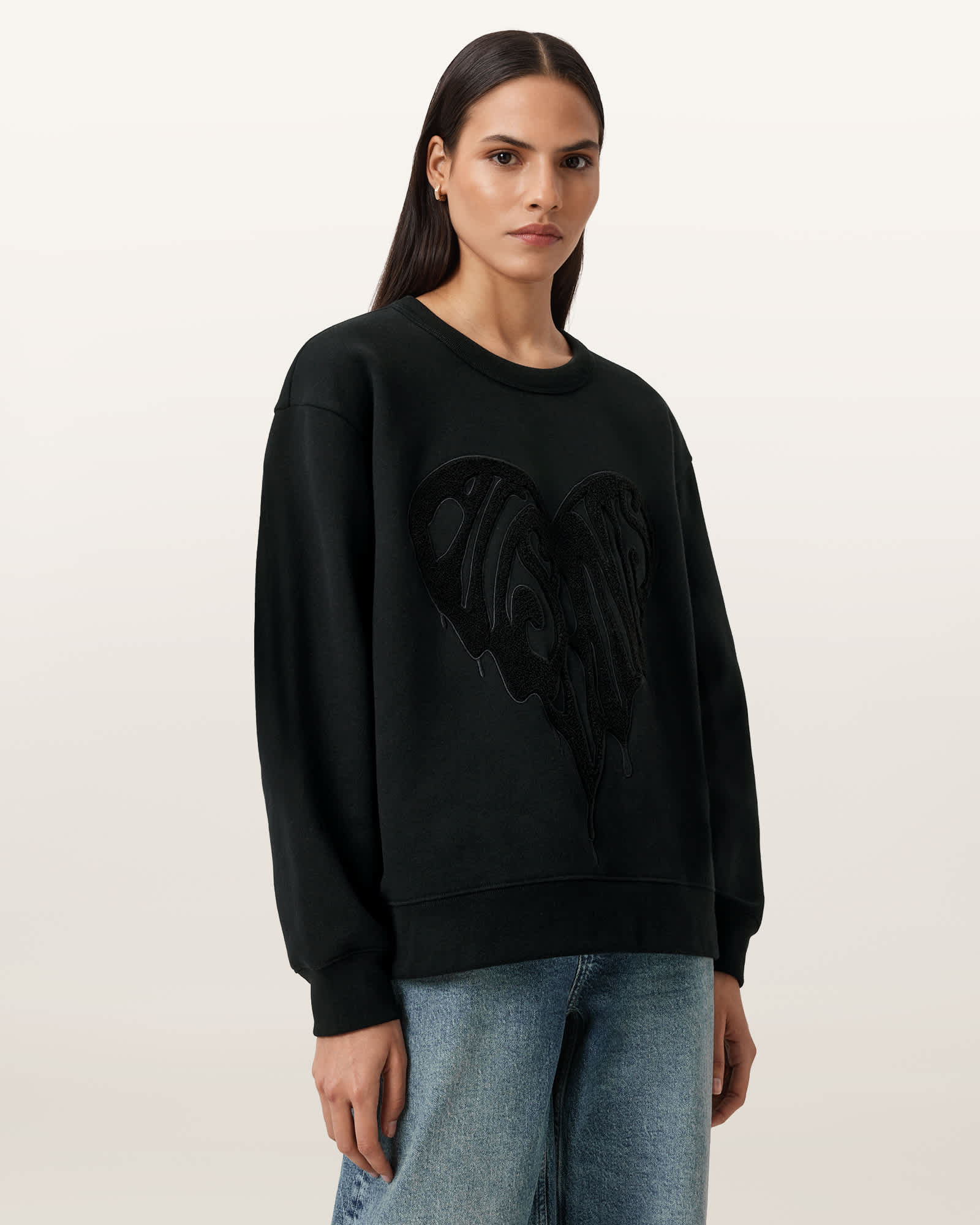 Allsaints Trip Piper Graphic Sweatshirt In Black