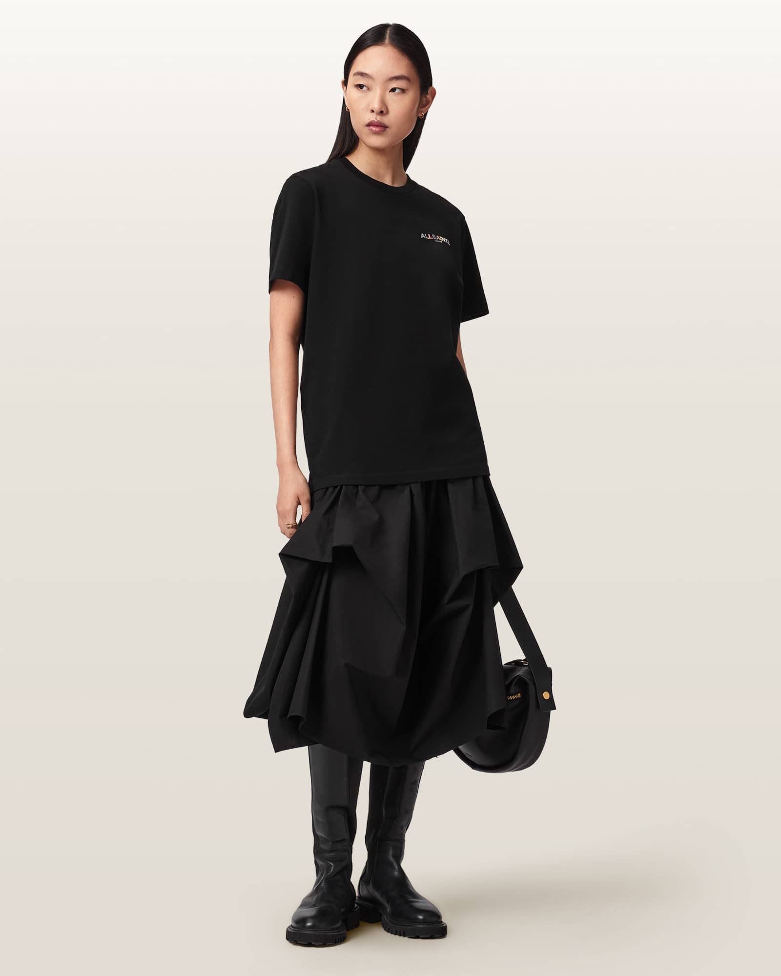 AllSaints Cotton Blaze Oversized Boyfriend T-Shirt, Size: L