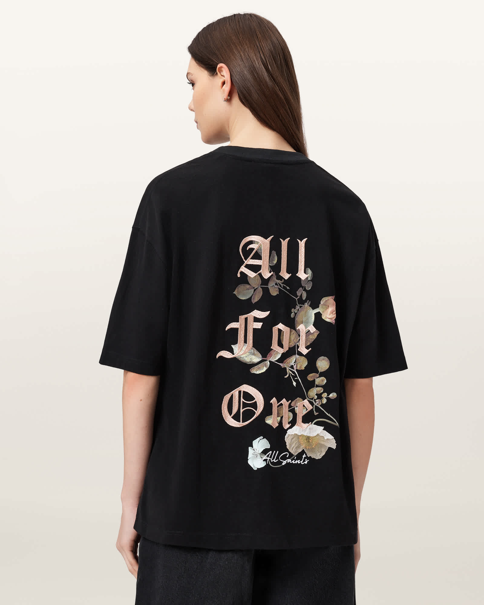 AllSaints Oneness Etta Oversized T-Shirt,, Black